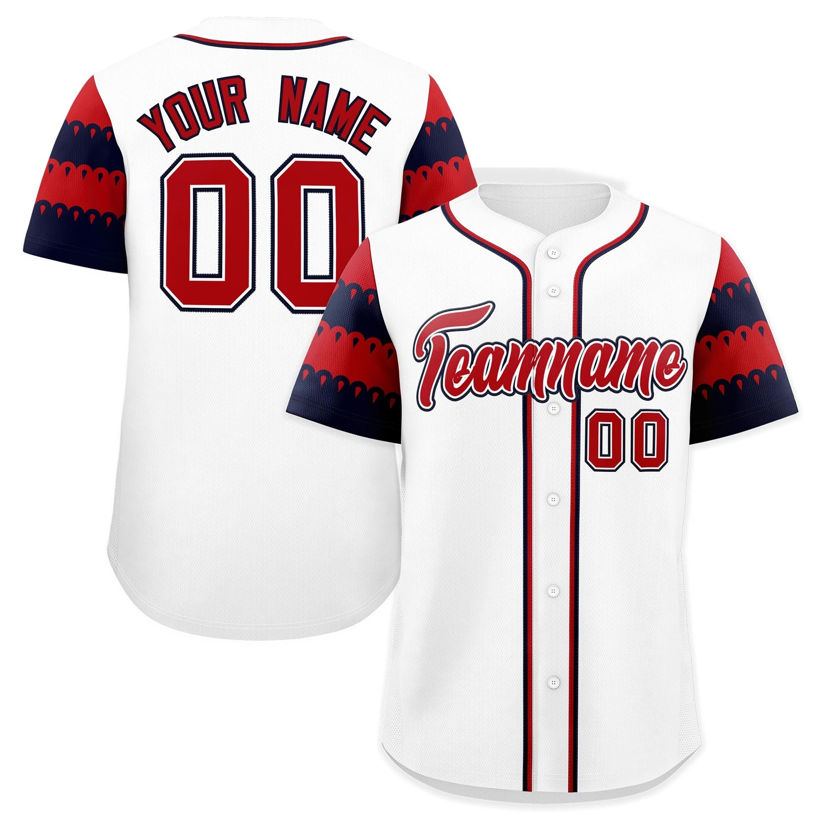 Custom White Red Navy Sleeve Flag Lace Baseball Jersey | Sublimation Printed & Embroidery,Add Name and Numbern,Perfect for Teams | KXKSHOP