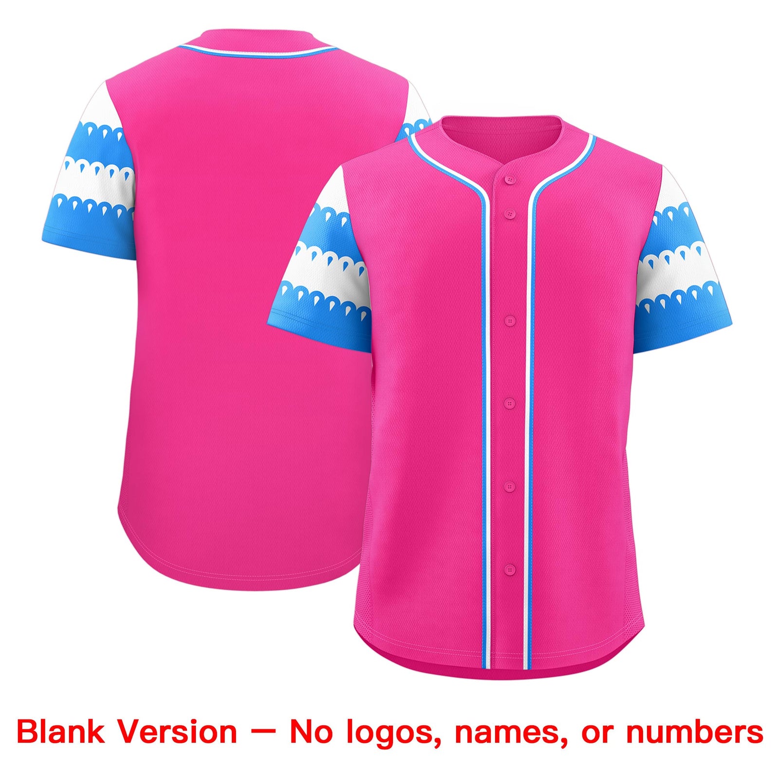 Custom Pink Powder Blue White Sleeve Flag Lace Baseball Jersey | Sublimation Printed & Embroidery,Add Name and Numbern,Perfect for Teams | KXKSHOP