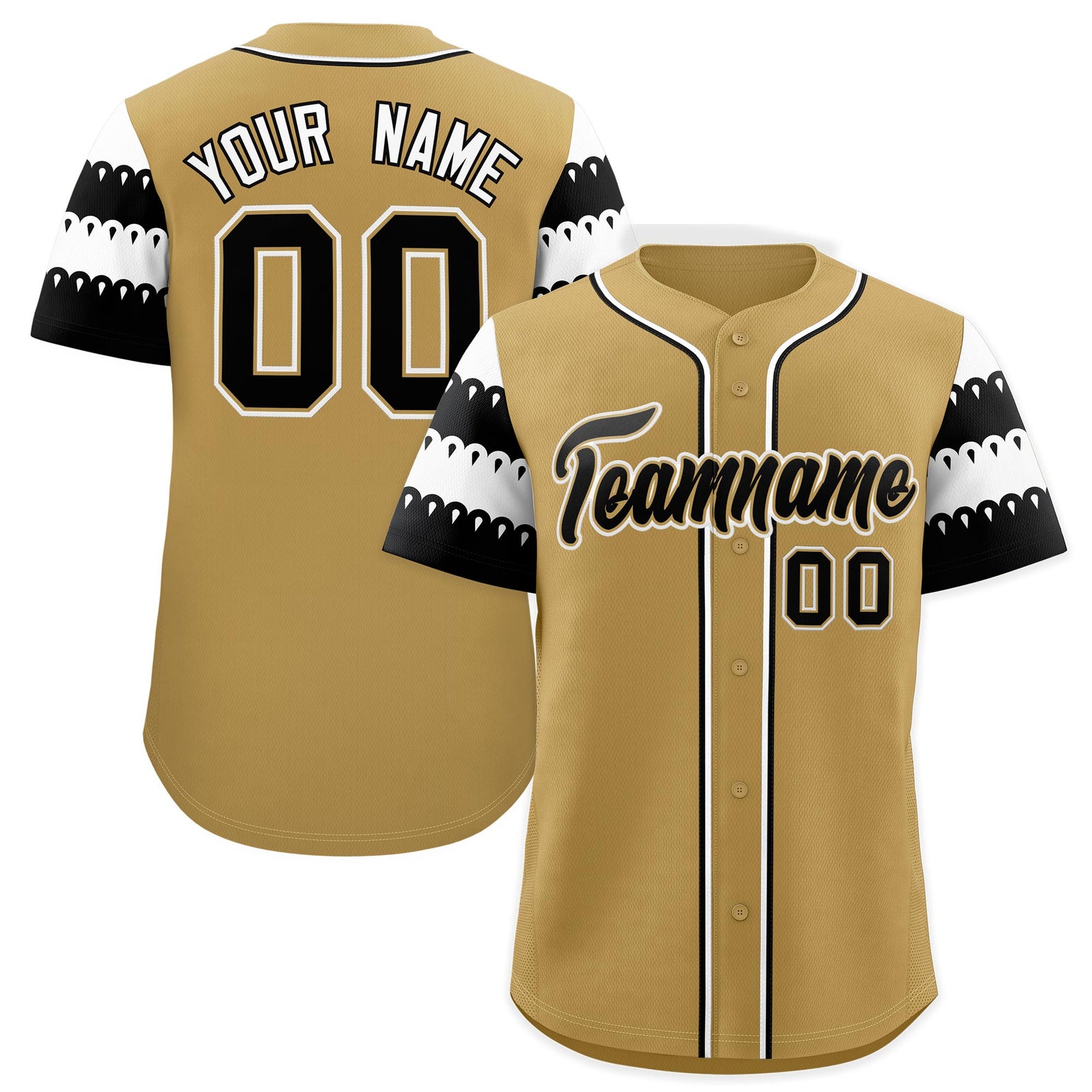 Custom Khaki White Black Sleeve Flag Lace Baseball Jersey | Sublimation Printed & Embroidery,Add Name and Numbern,Perfect for Teams | KXKSHOP