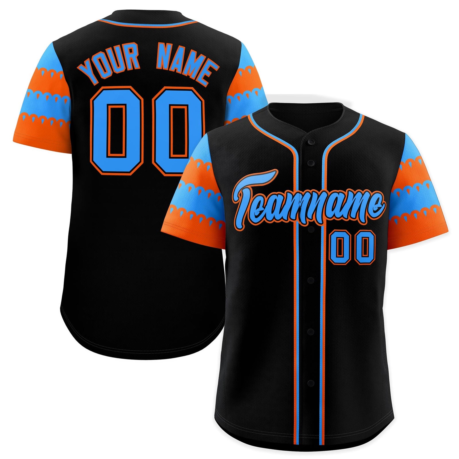 Custom Black Powder Blue Orange Sleeve Flag Lace Baseball Jersey | Sublimation Printed & Embroidery,Add Name and Numbern,Perfect for Teams | KXKSHOP