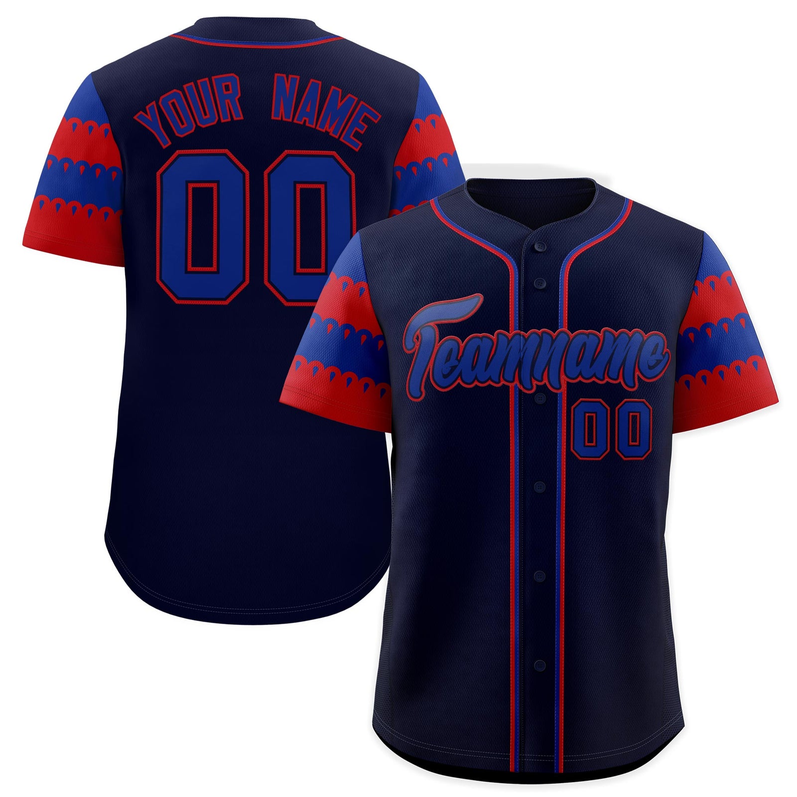 Custom Navy Red Royal Sleeve Flag Lace Baseball Jersey | Sublimation Printed & Embroidery,Add Name and Numbern,Perfect for Teams | KXKSHOP