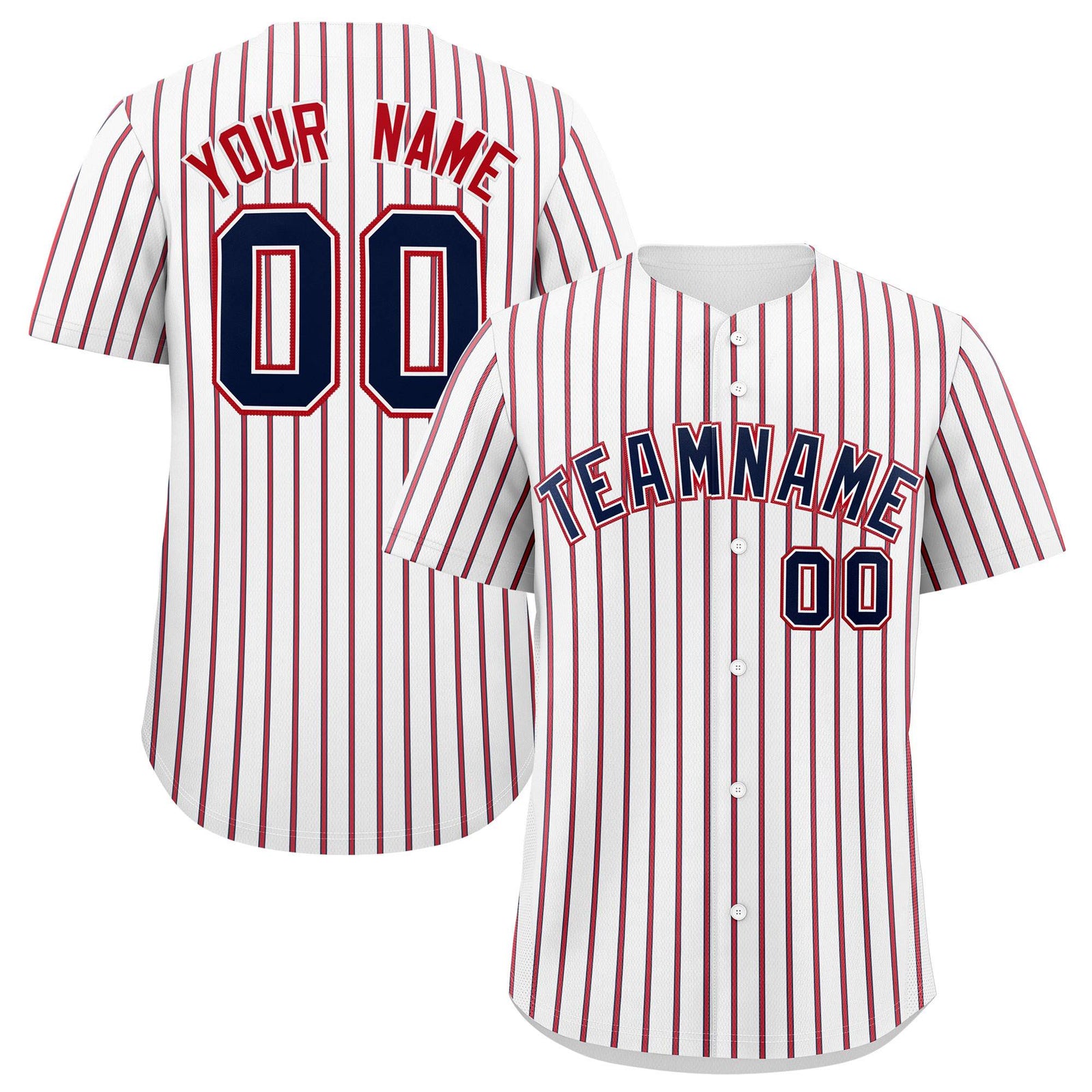 Custom White Navy Tricolor Stripe Fashion Authentic Baseball Jersey
