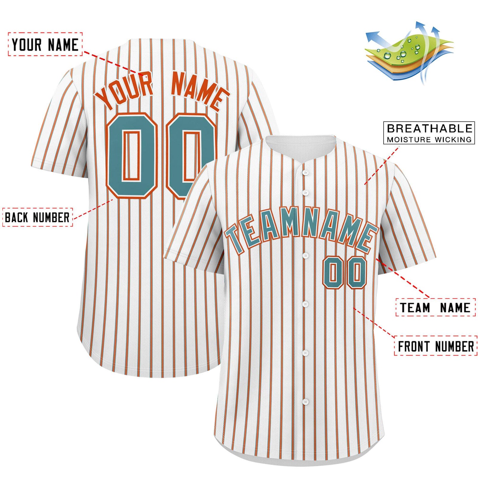 Custom White Aqua Tricolor Stripe Fashion Authentic Baseball Jersey