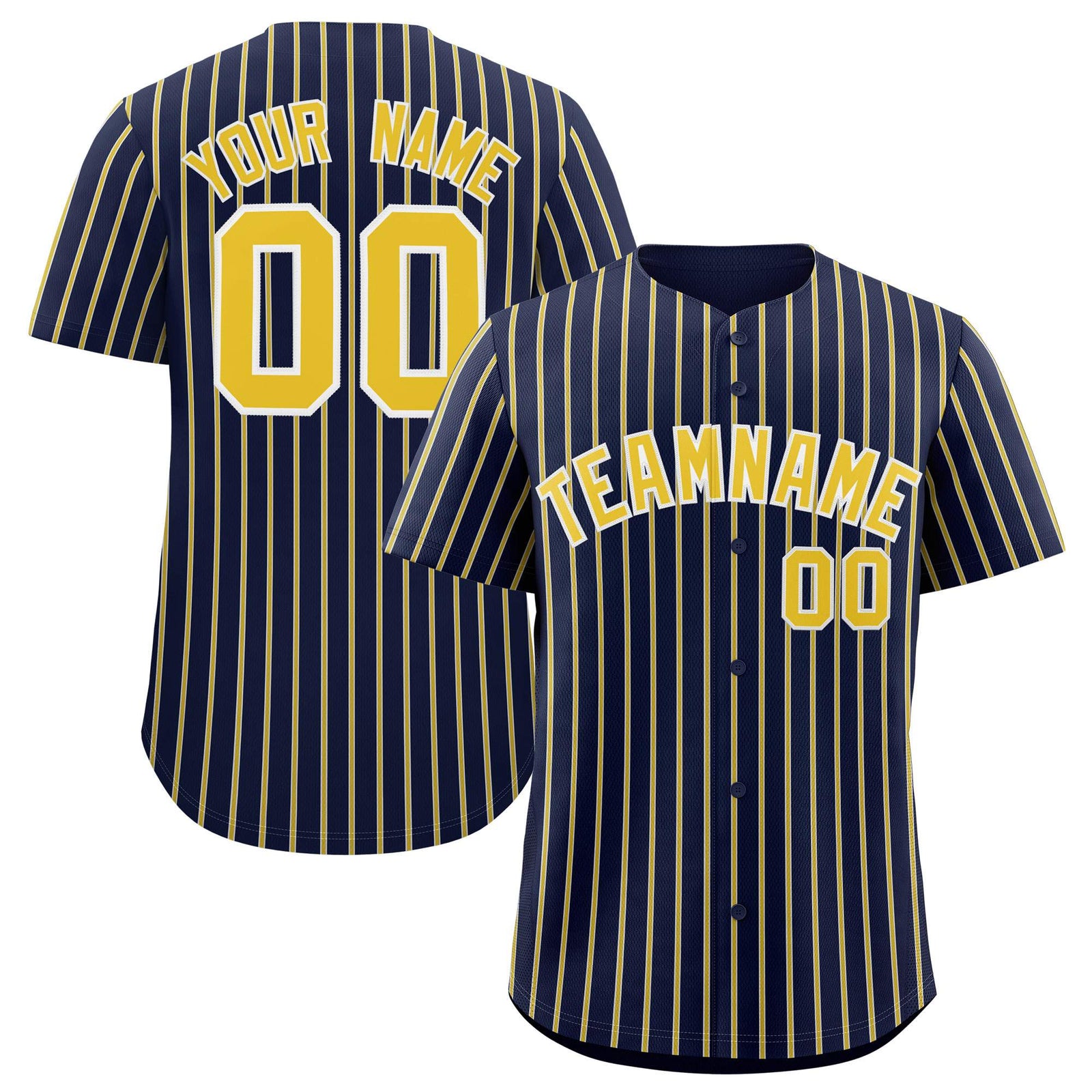 Custom Navy White Tricolor Stripe Fashion Authentic Baseball Jersey