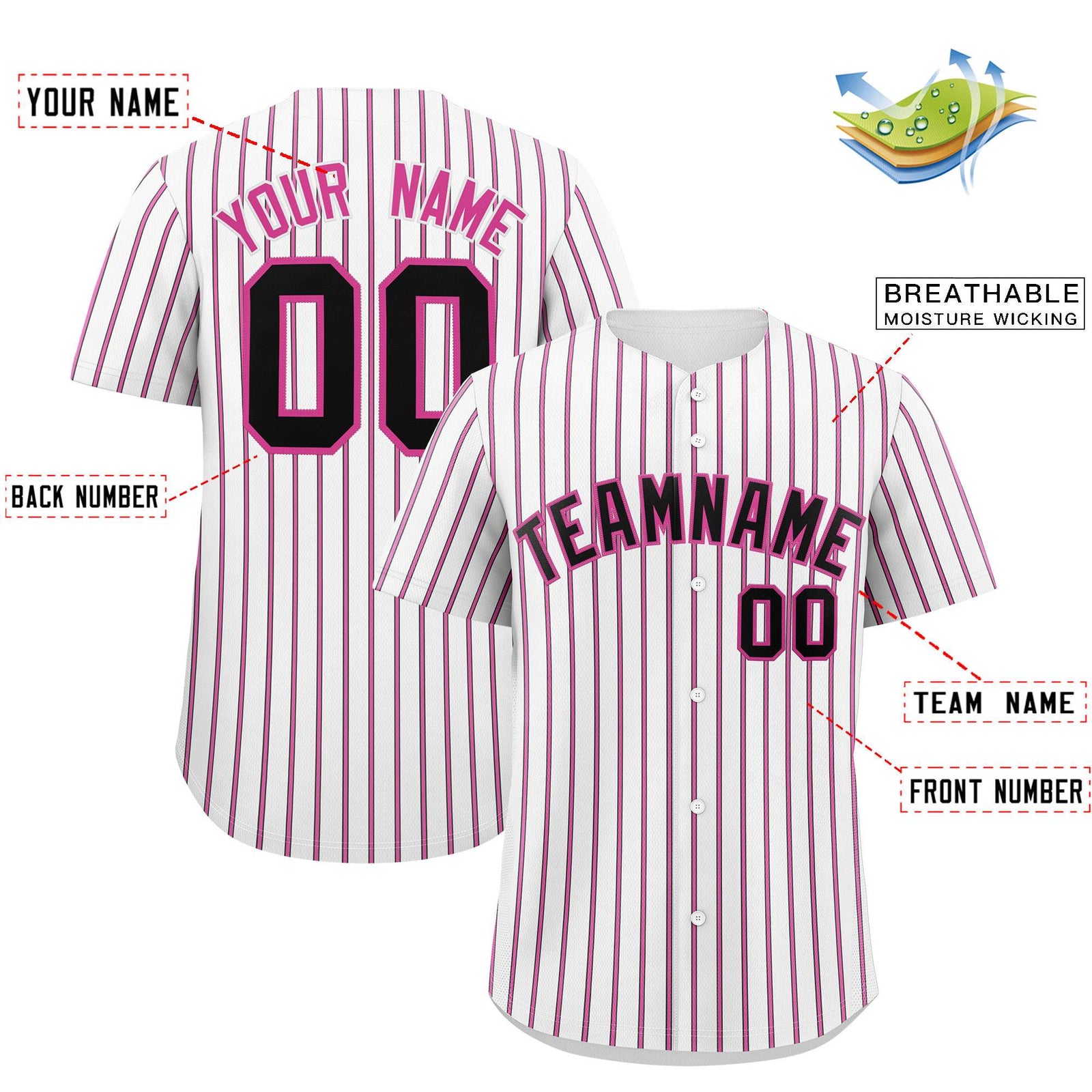 Custom White Black Tricolor Stripe Fashion Authentic Baseball Jersey
