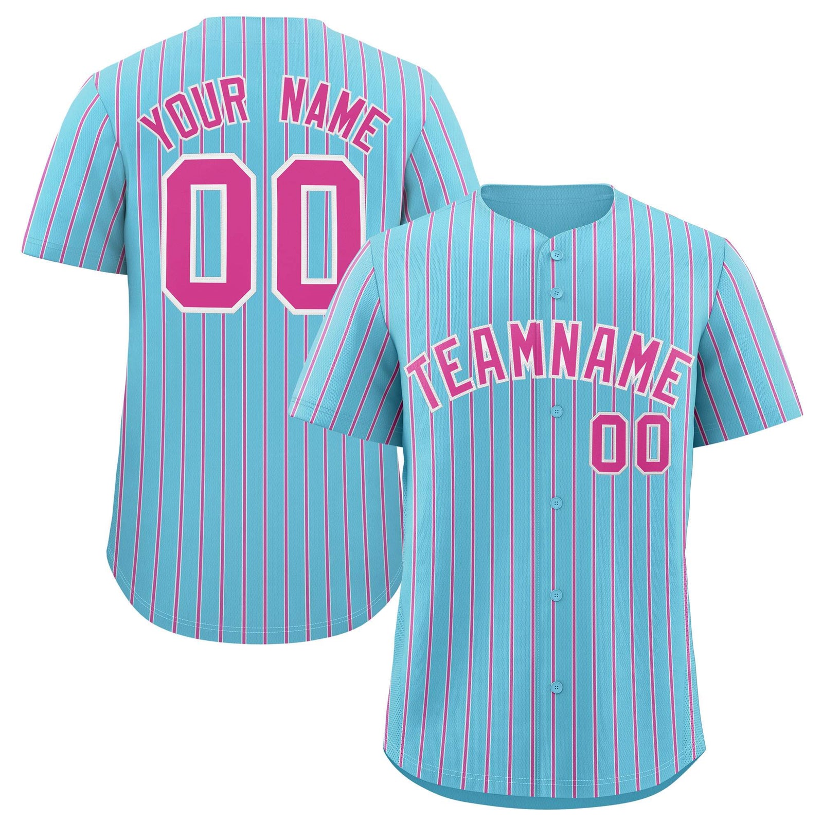 Custom Sky Blue White Tricolor Stripe Fashion Authentic Baseball Jersey