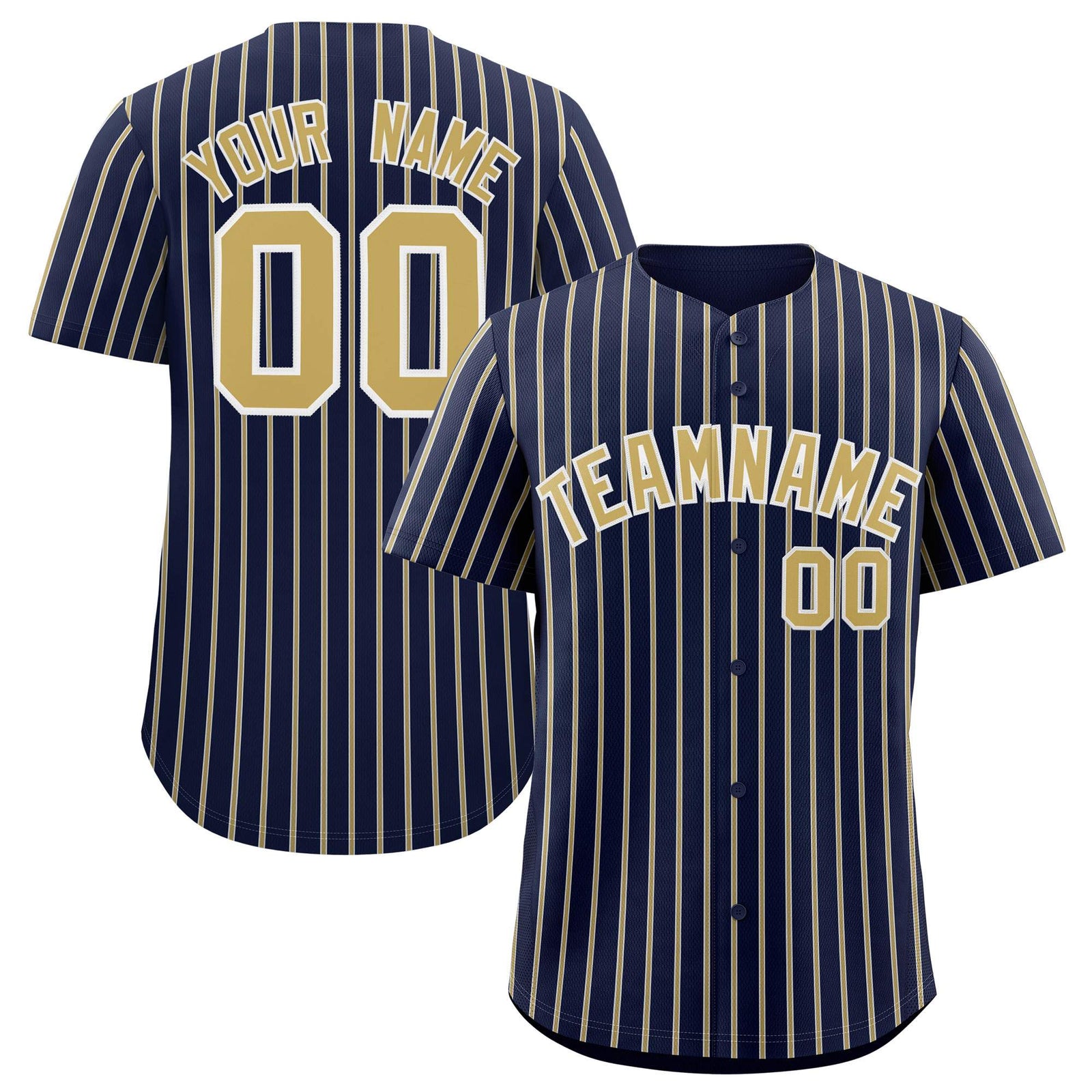 Custom Navy White Tricolor Stripe Fashion Authentic Baseball Jersey