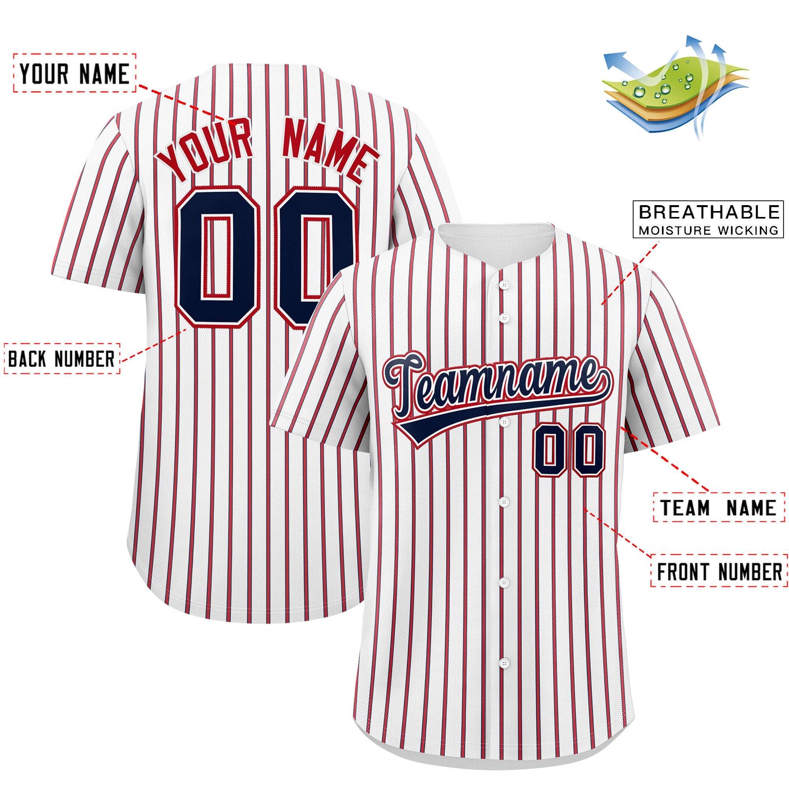 Custom White Navy Tricolor Stripe Fashion Authentic Baseball Jersey