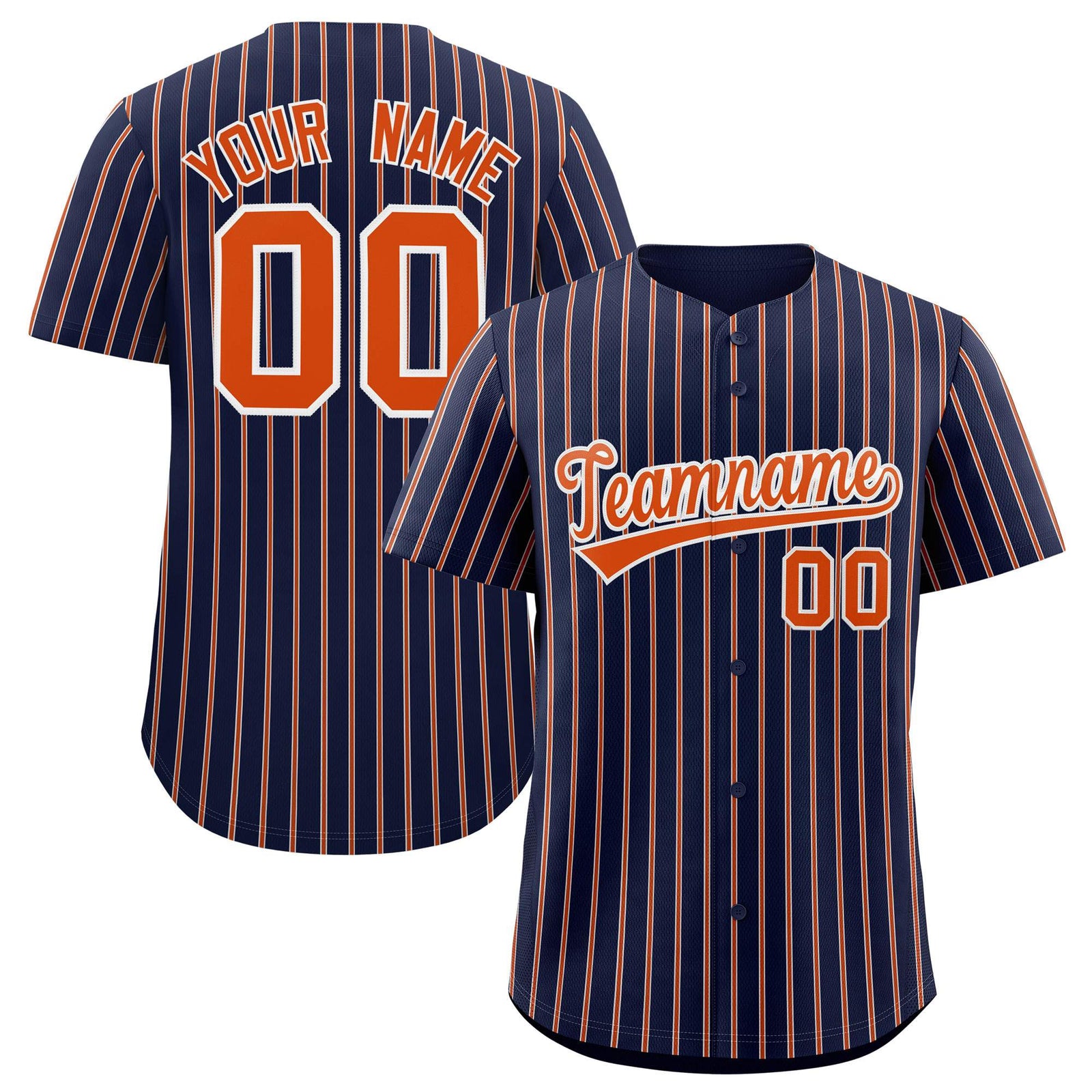 Custom Navy White Tricolor Stripe Fashion Authentic Baseball Jersey