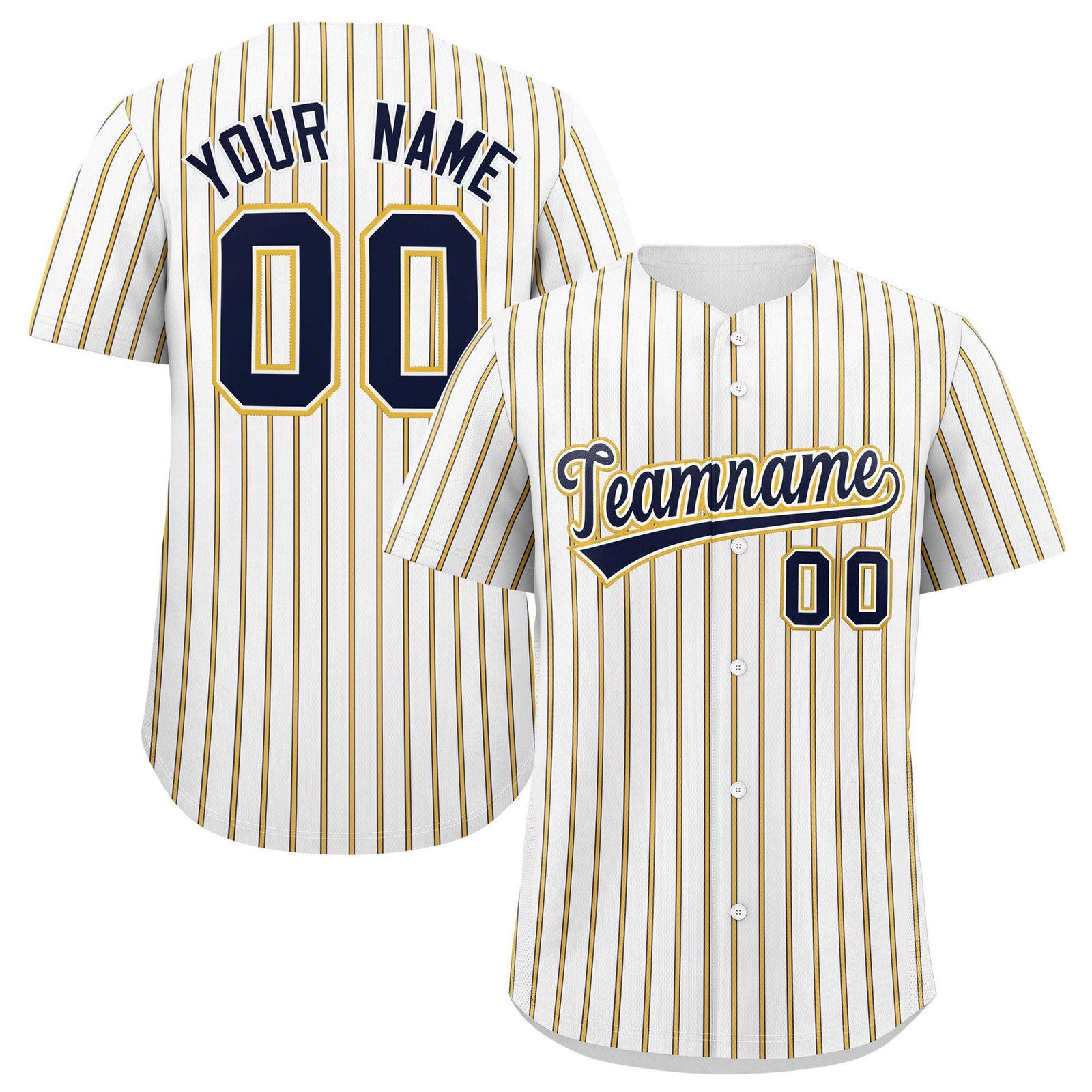 Custom White Navy Tricolor Stripe Fashion Authentic Baseball Jersey