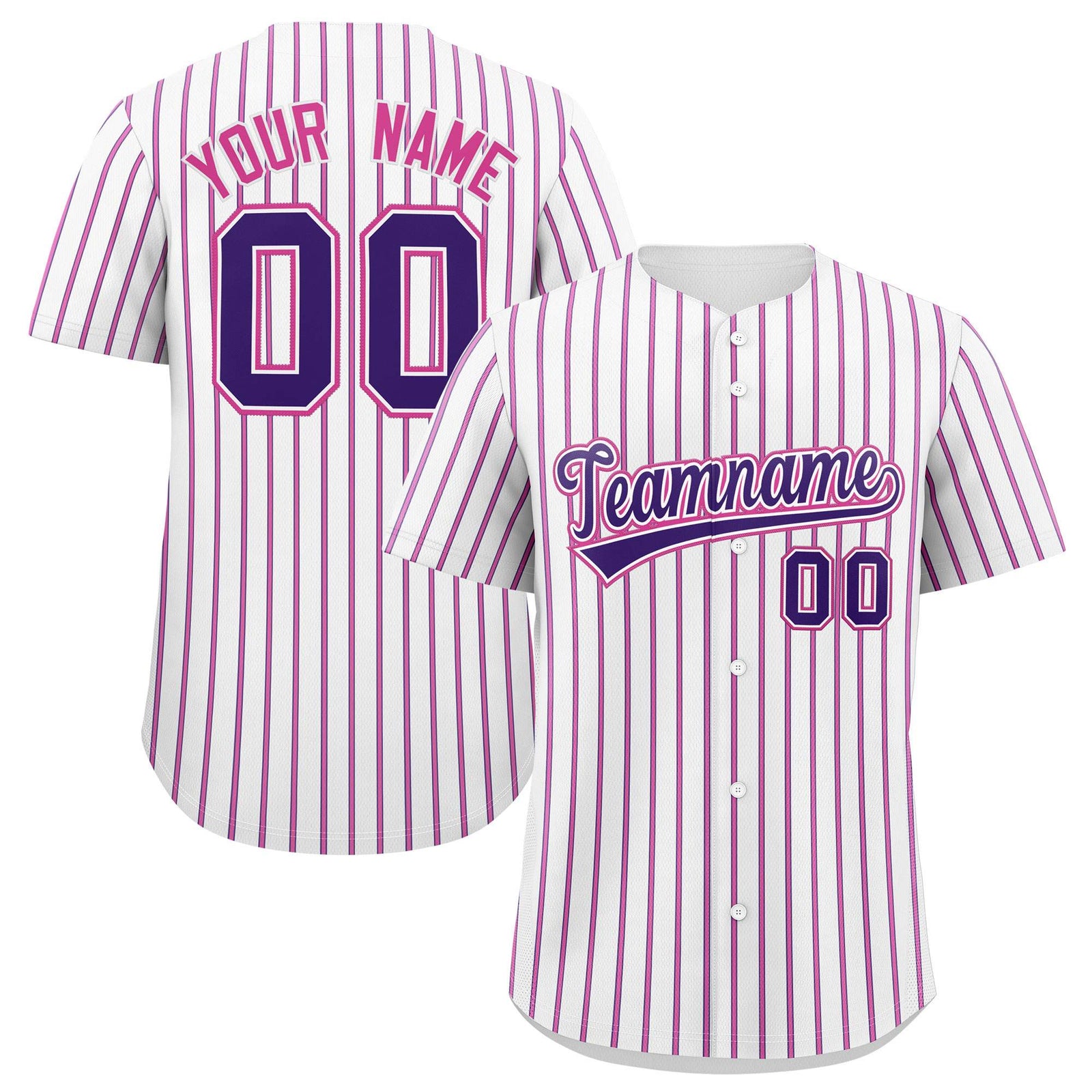 Custom White Purple Tricolor Stripe Fashion Authentic Baseball Jersey