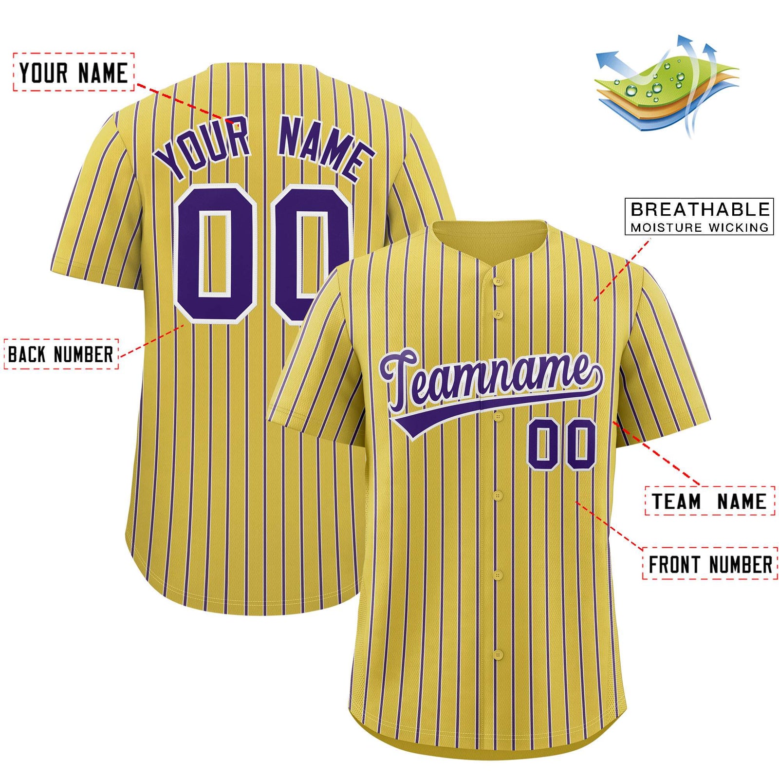 Custom Old Gold White Tricolor Stripe Fashion Authentic Baseball Jersey