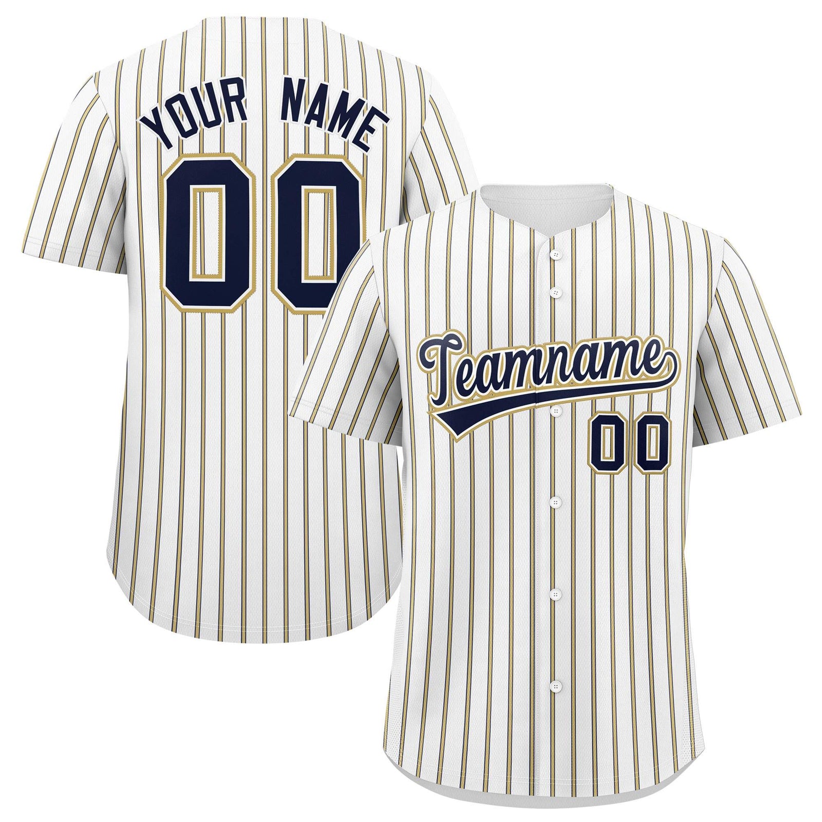 Custom White Navy Tricolor Stripe Fashion Authentic Baseball Jersey