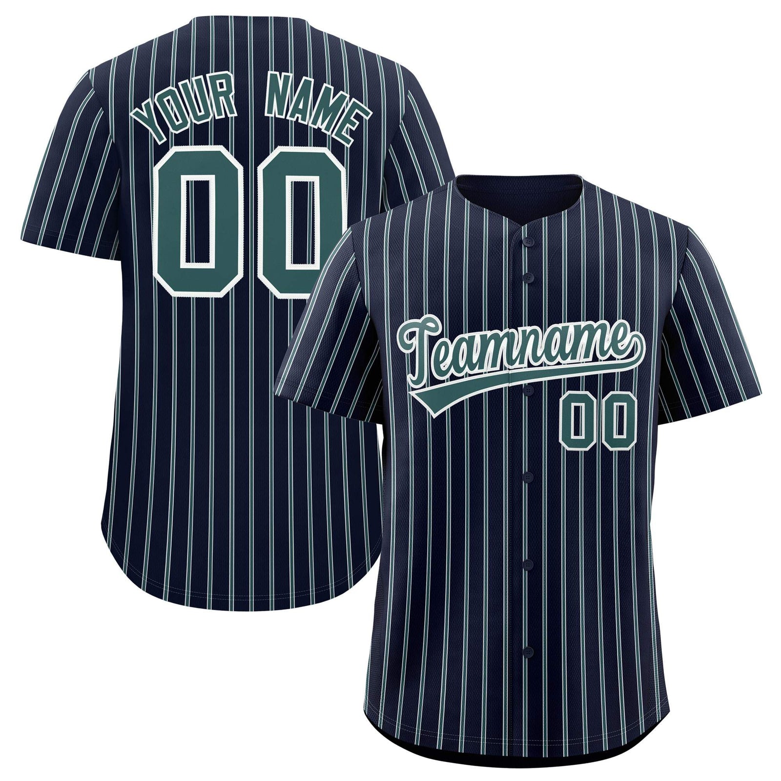 Custom Navy White Tricolor Stripe Fashion Authentic Baseball Jersey