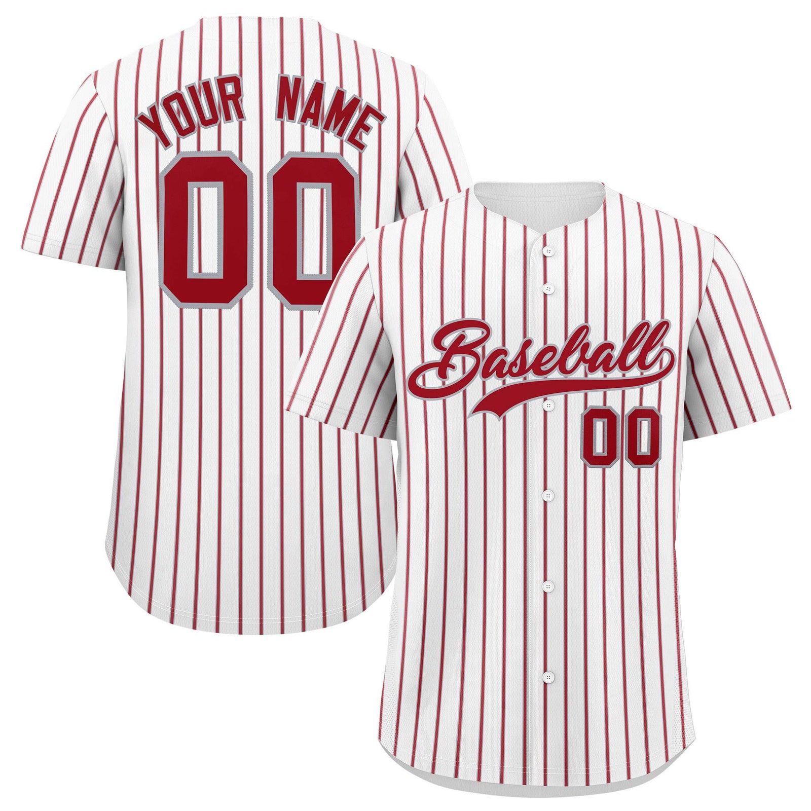 Custom White Gray Tricolor Stripe Fashion Authentic Baseball Jersey