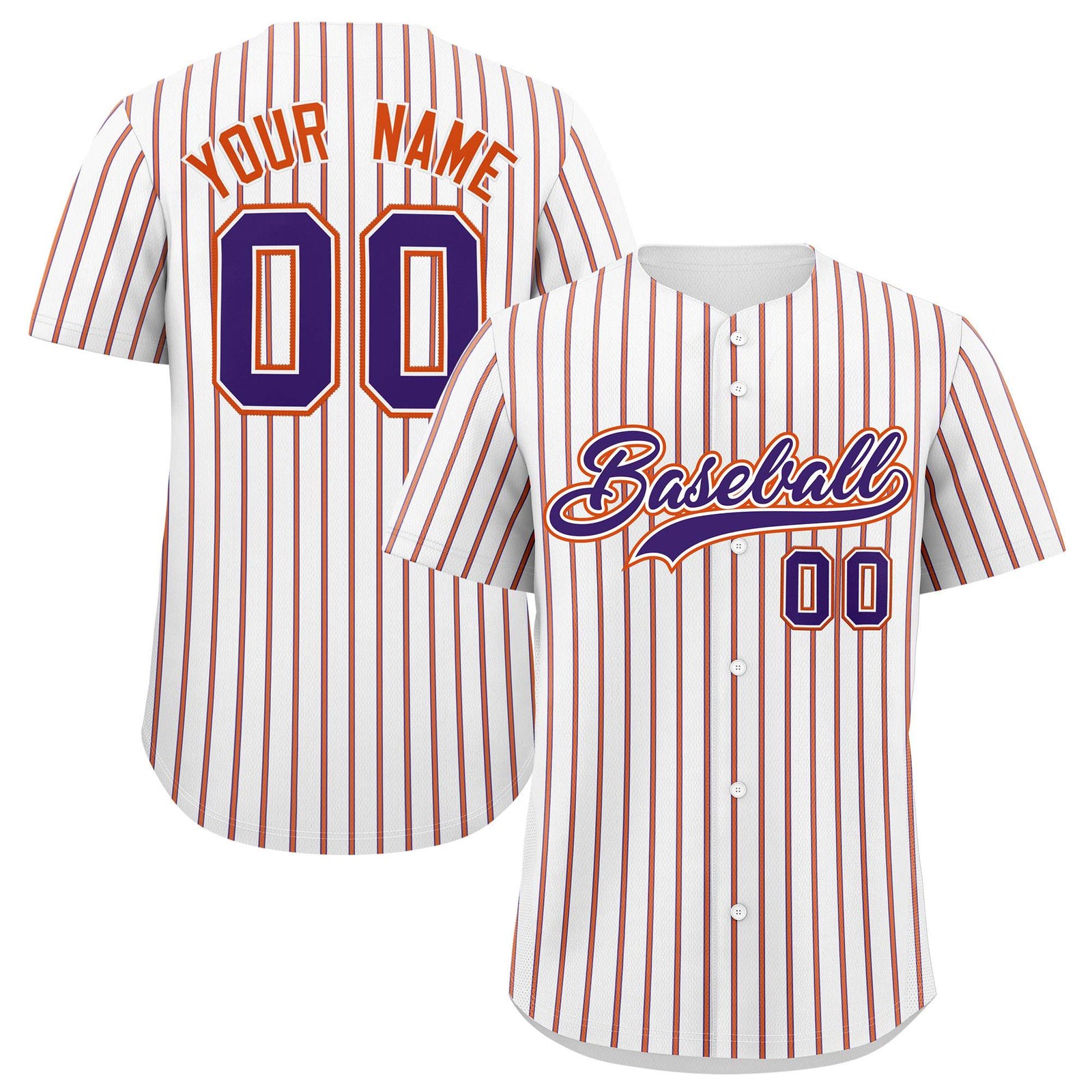 Custom White Purple Tricolor Stripe Fashion Authentic Baseball Jersey