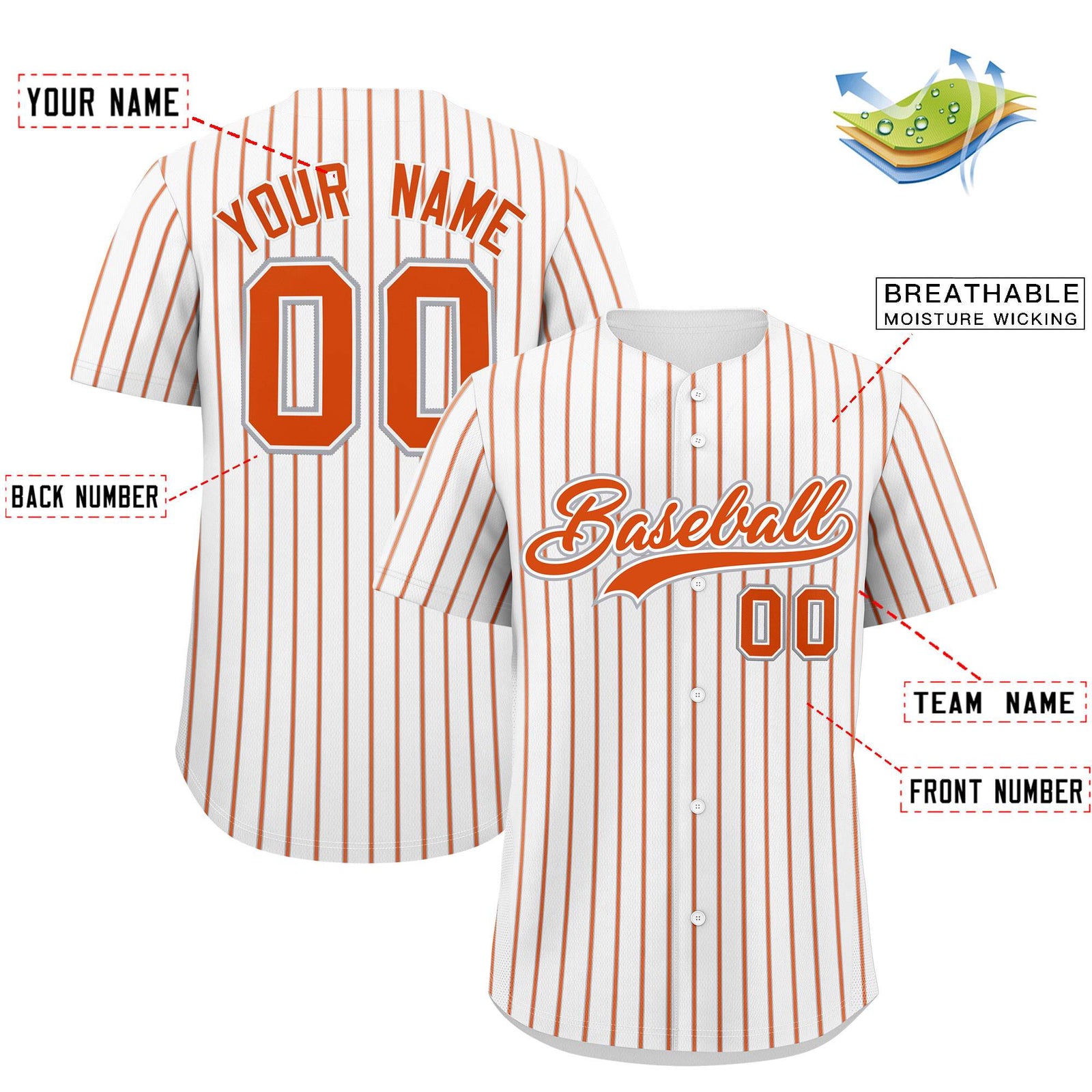 Custom White Gray Tricolor Stripe Fashion Authentic Baseball Jersey