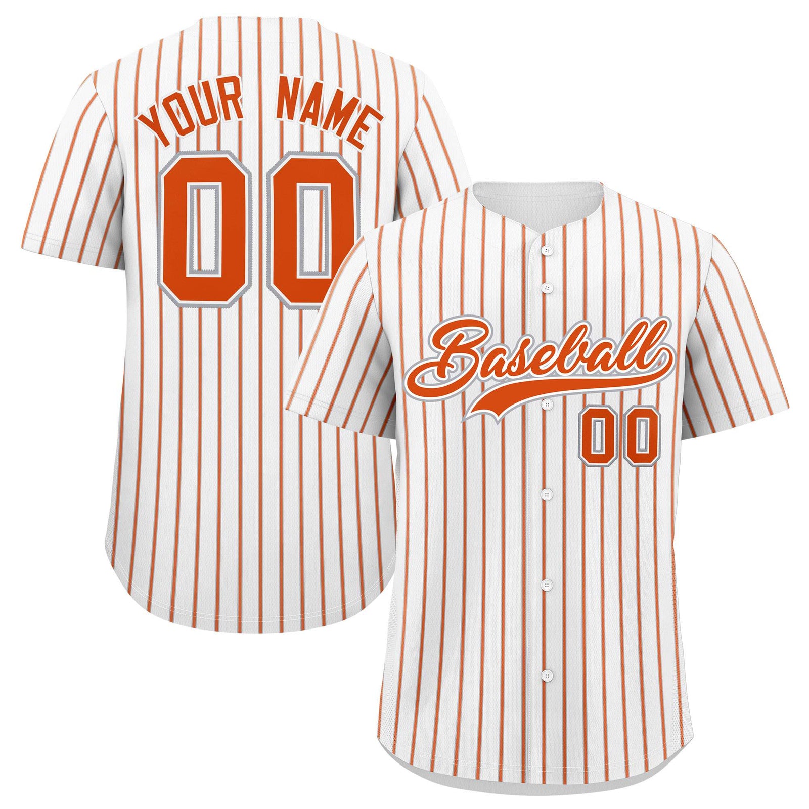 Custom White Gray Tricolor Stripe Fashion Authentic Baseball Jersey