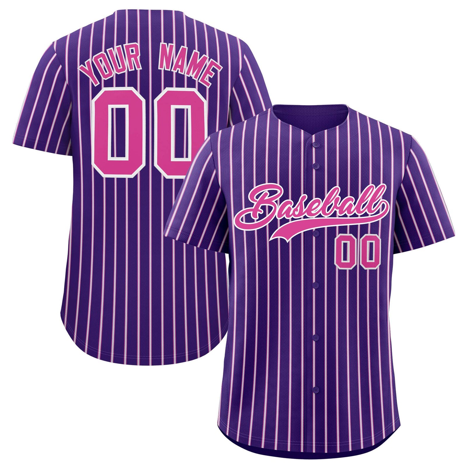 Custom Purple White Tricolor Stripe Fashion Authentic Baseball Jersey