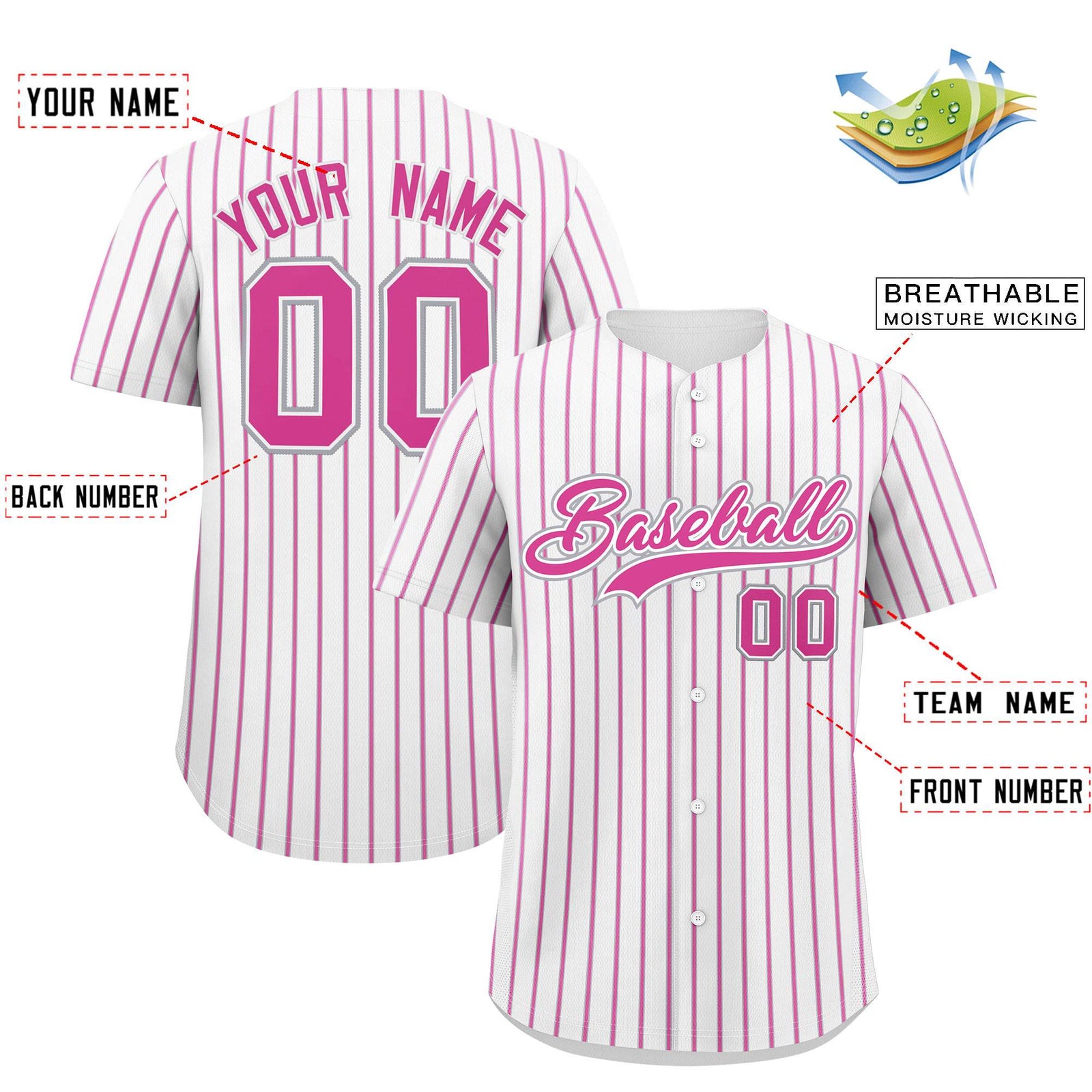 Custom White Gray Tricolor Stripe Fashion Authentic Baseball Jersey