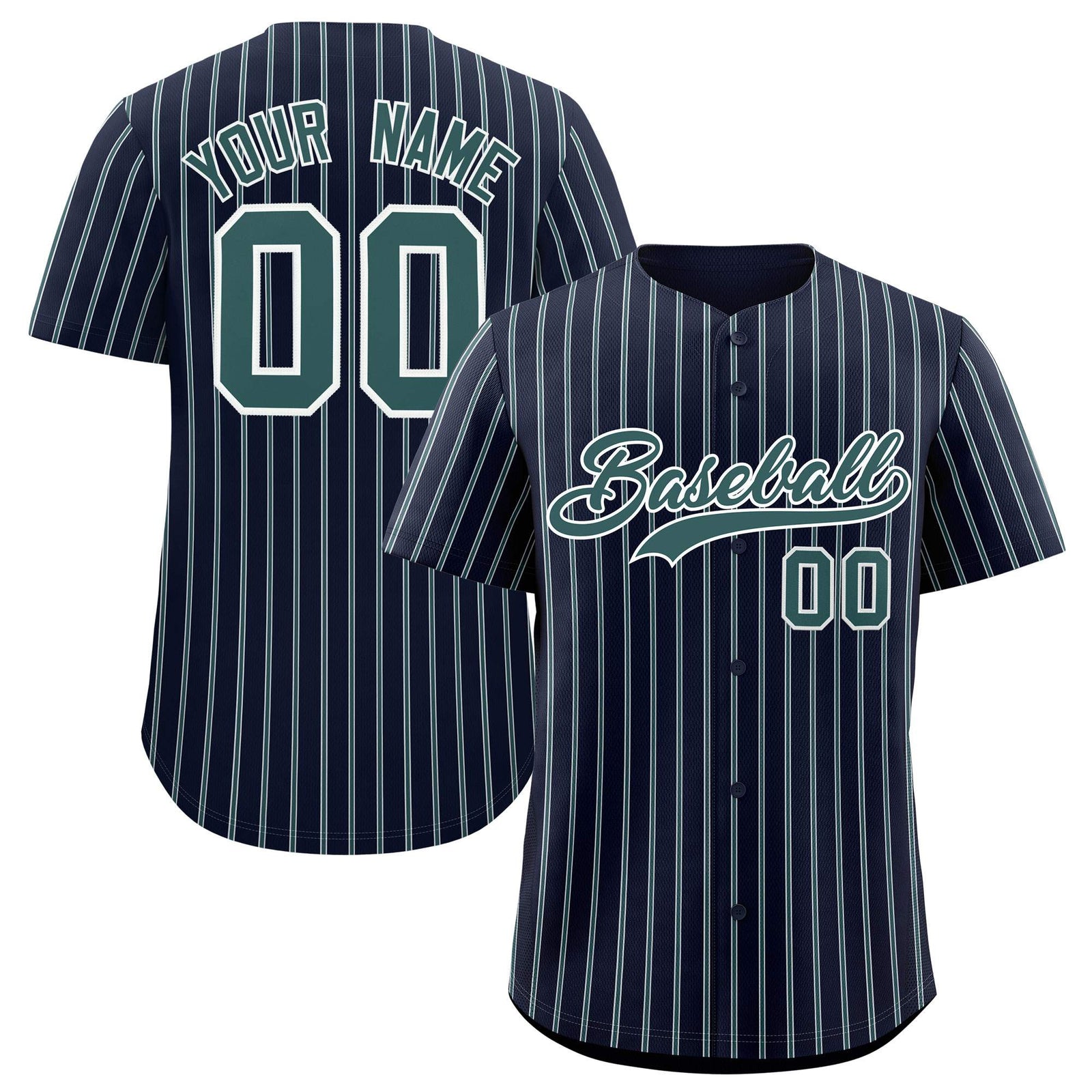 Custom Navy White Tricolor Stripe Fashion Authentic Baseball Jersey