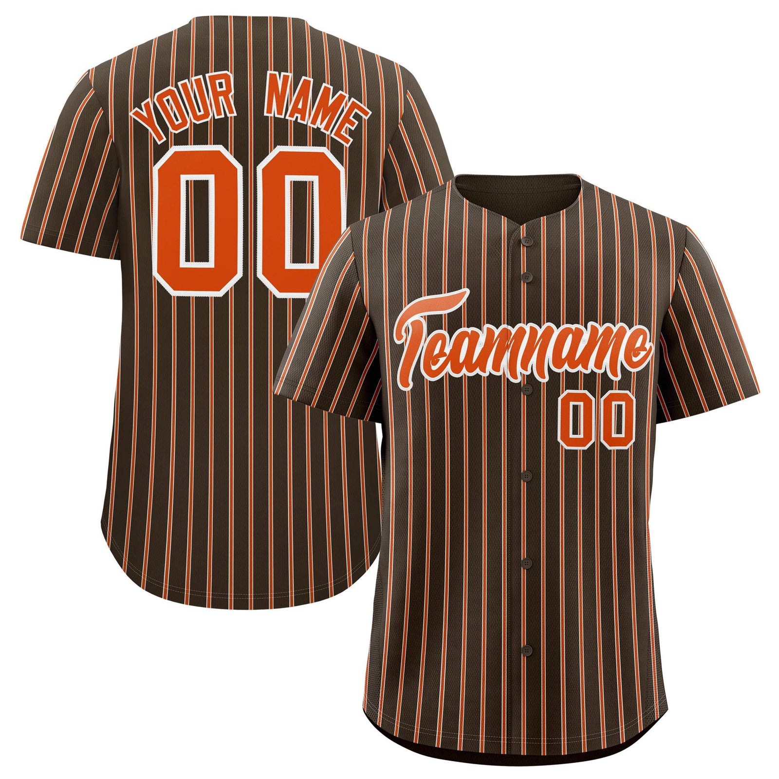 Custom Brown White Tricolor Stripe Fashion Authentic Baseball Jersey