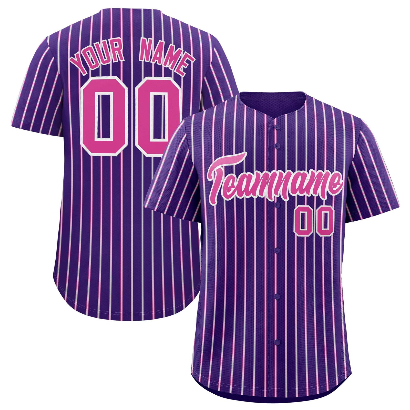 Custom Purple White Tricolor Stripe Fashion Authentic Baseball Jersey