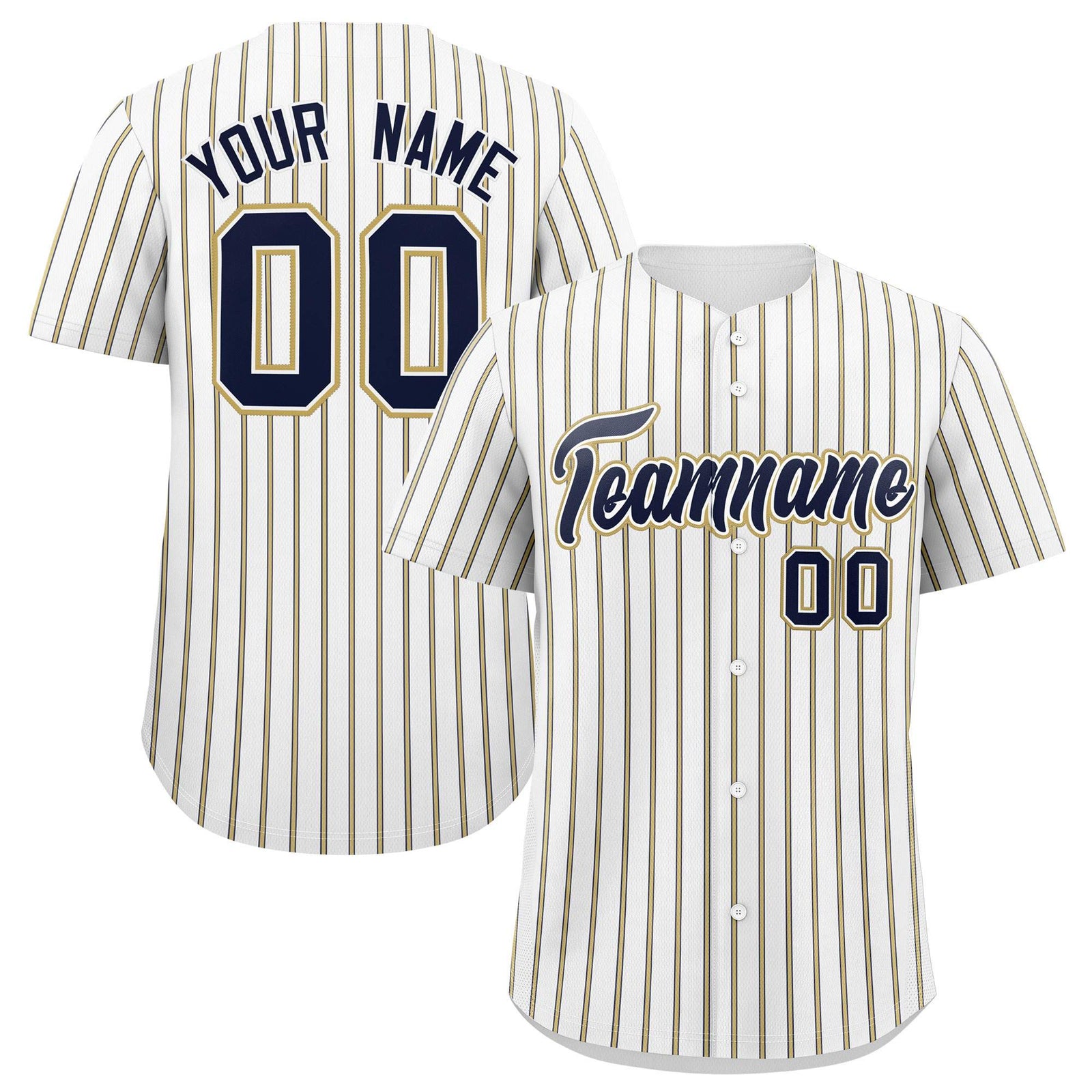 Custom White Navy Tricolor Stripe Fashion Authentic Baseball Jersey
