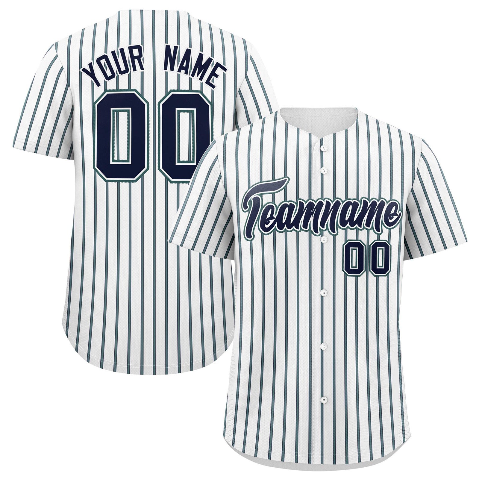 Custom White Navy Tricolor Stripe Fashion Authentic Baseball Jersey