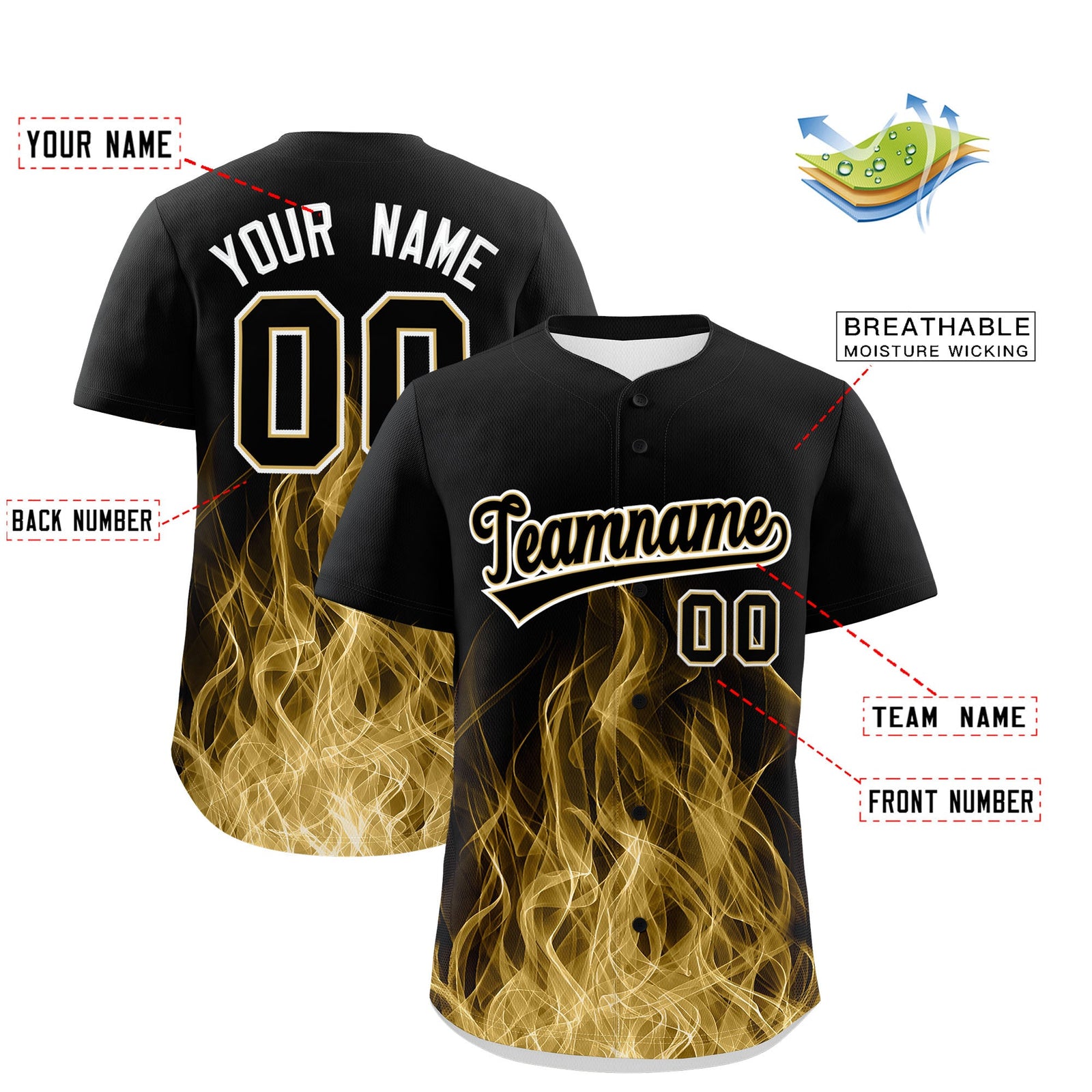 Custom Black Khaki White Flame Graffiti Pattern Personalization Baseball Jersey| KXKSHOP