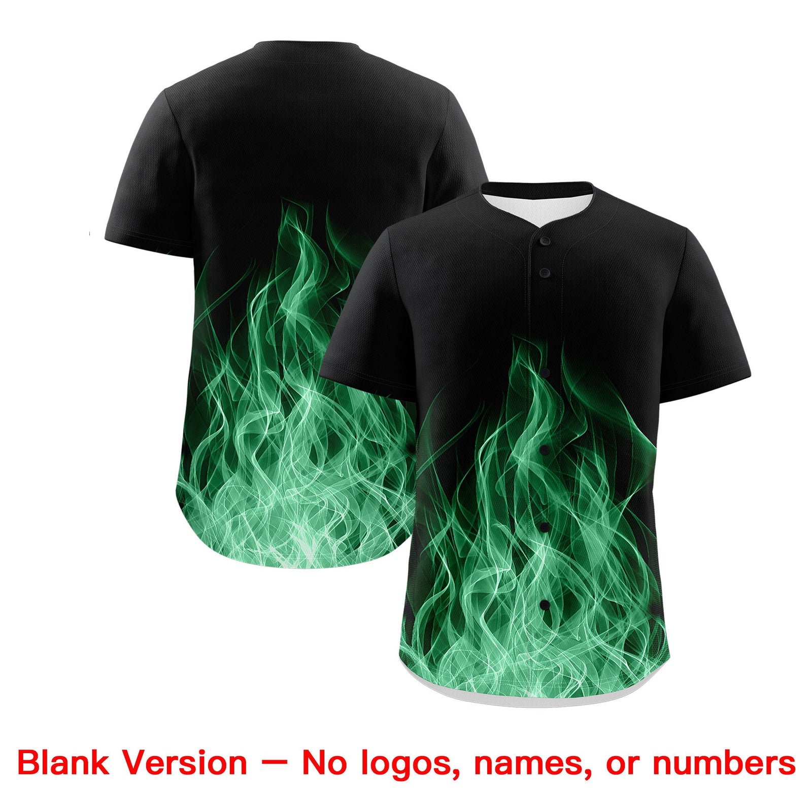 Custom Black Kelly Green Gold Flame Graffiti Pattern Personalization Baseball Jersey| KXKSHOP