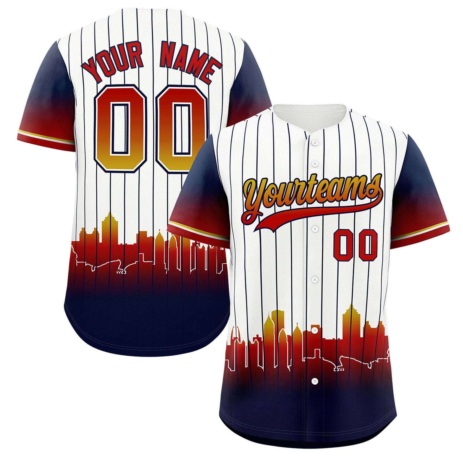 Custom White Atlanta City Silhouette Authentic Baseball Jersey