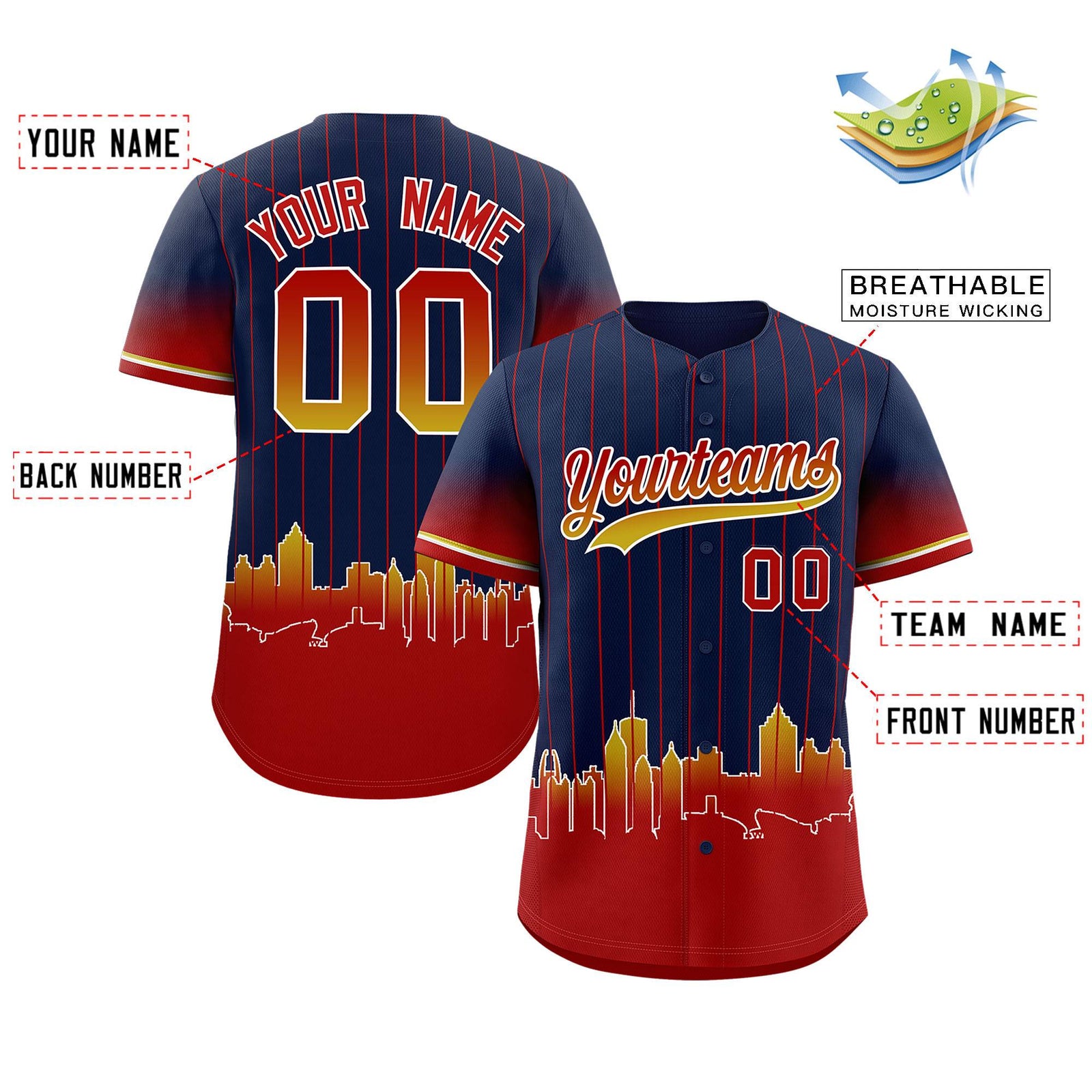 Custom Navy Atlanta City Silhouette Authentic Baseball Jersey