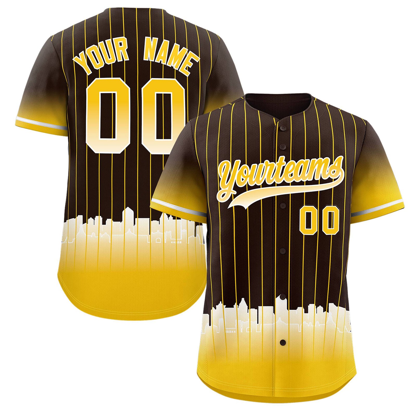 Custom Brown San Diego City Silhouette Authentic Baseball Jersey