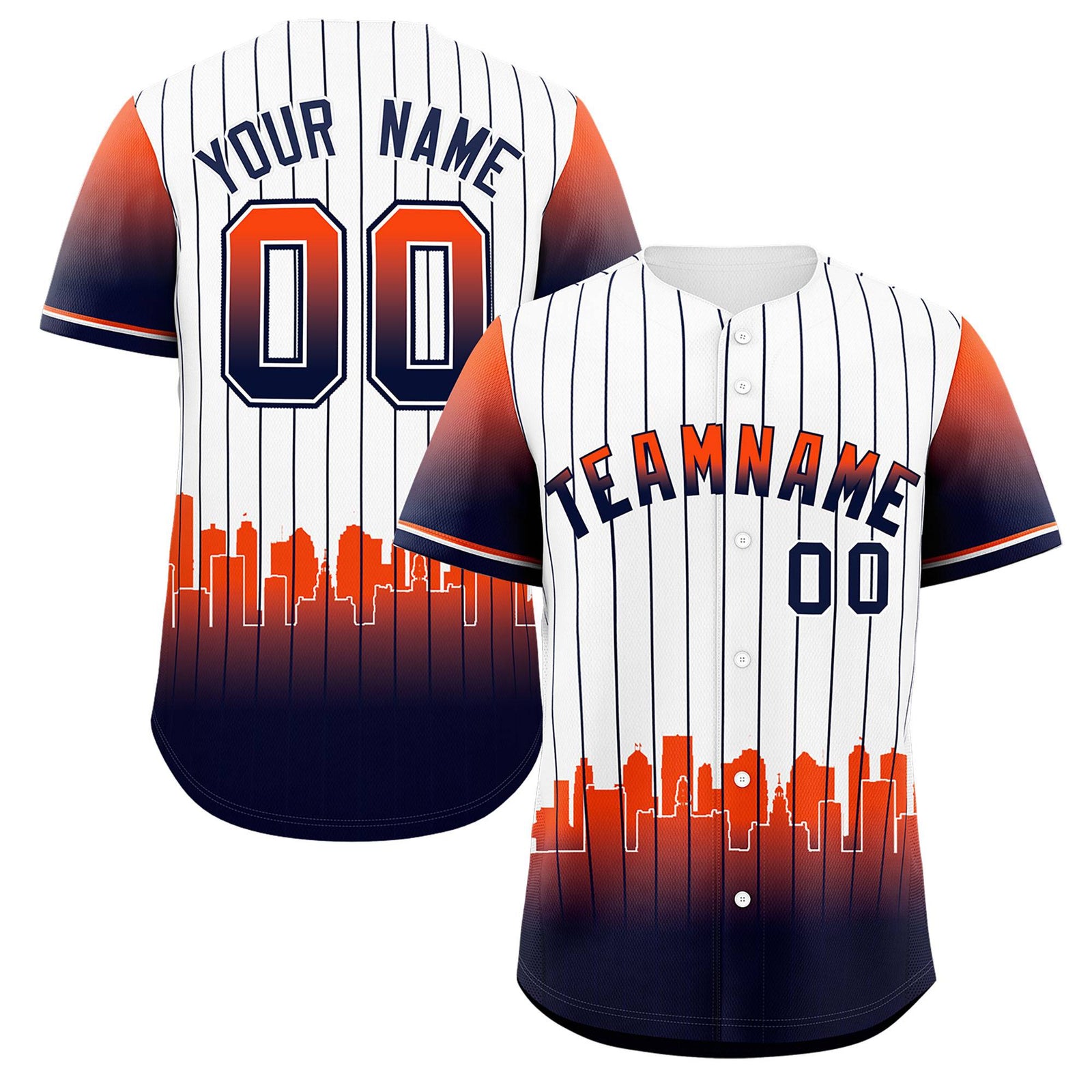 Custom White Detroit City Silhouette Authentic Baseball Jersey