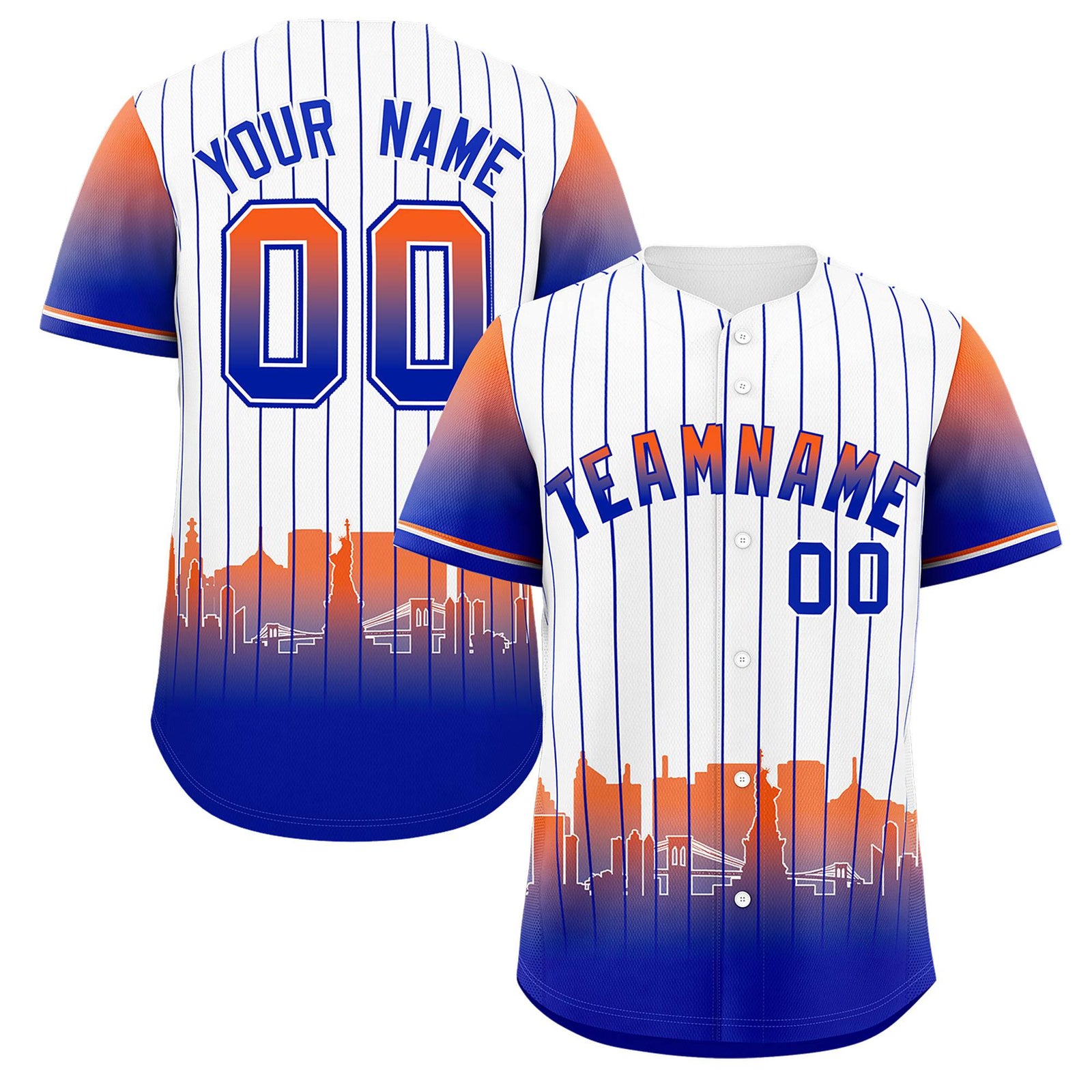 Custom White New York City Silhouette Authentic Baseball Jersey