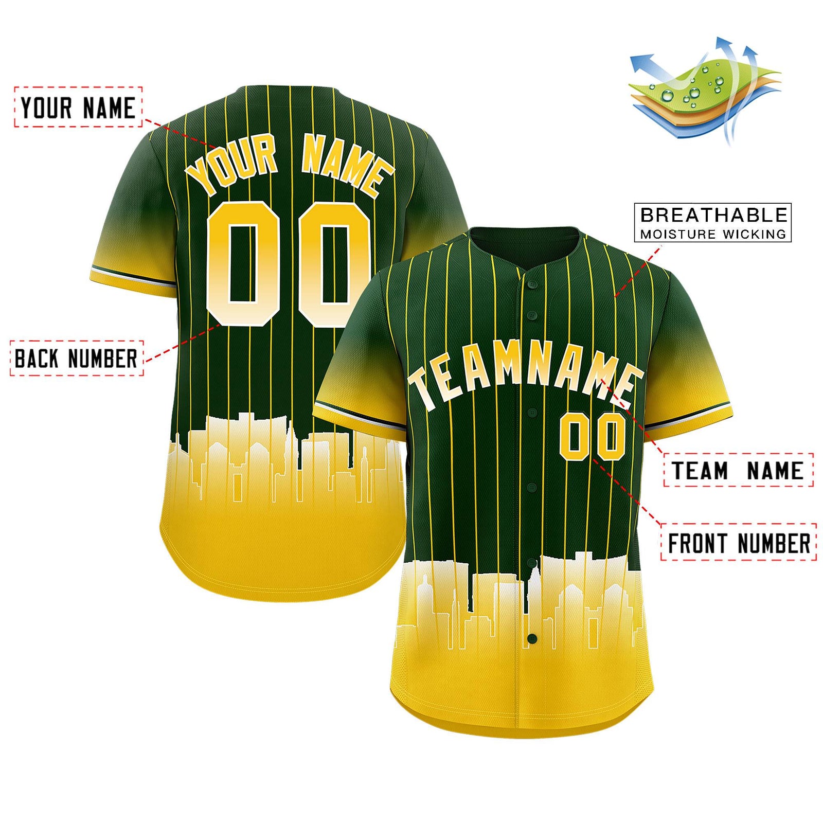 Custom Green Oakland City Silhouette Authentic Baseball Jersey