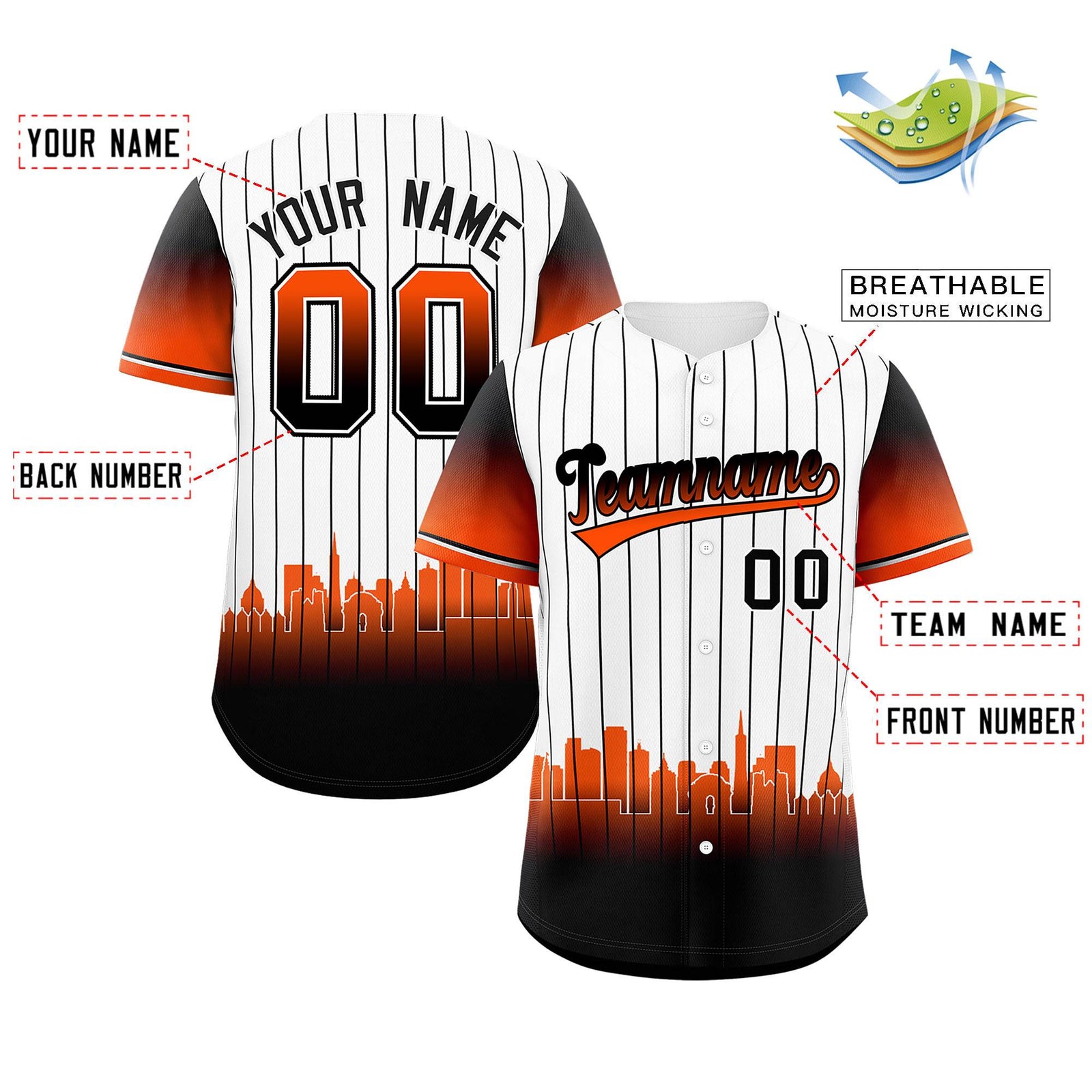 Custom White San-Francisco City Silhouette Authentic Baseball Jersey