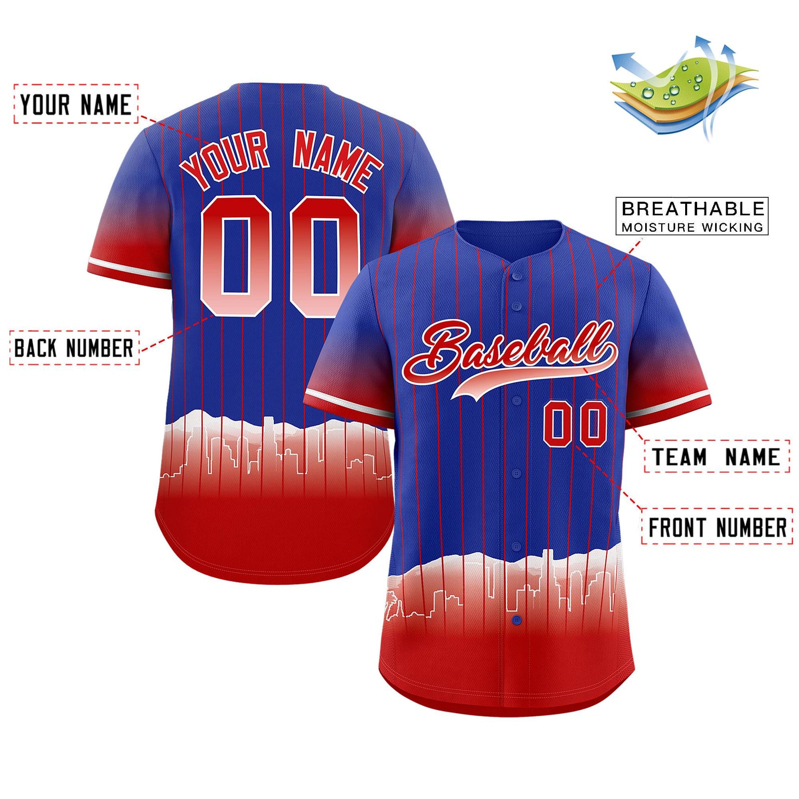 Custom Royal Los Angeles City Silhouette Authentic Baseball Jersey