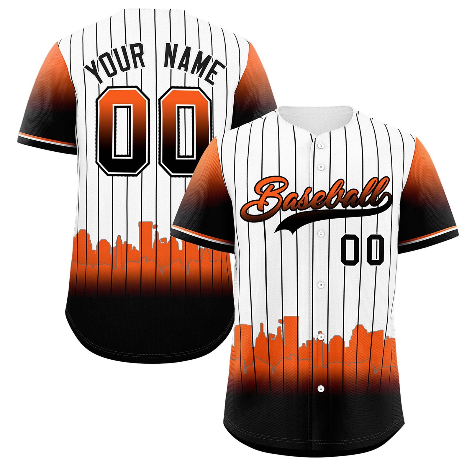 Custom White Baltimore City Silhouette Authentic Baseball Jersey