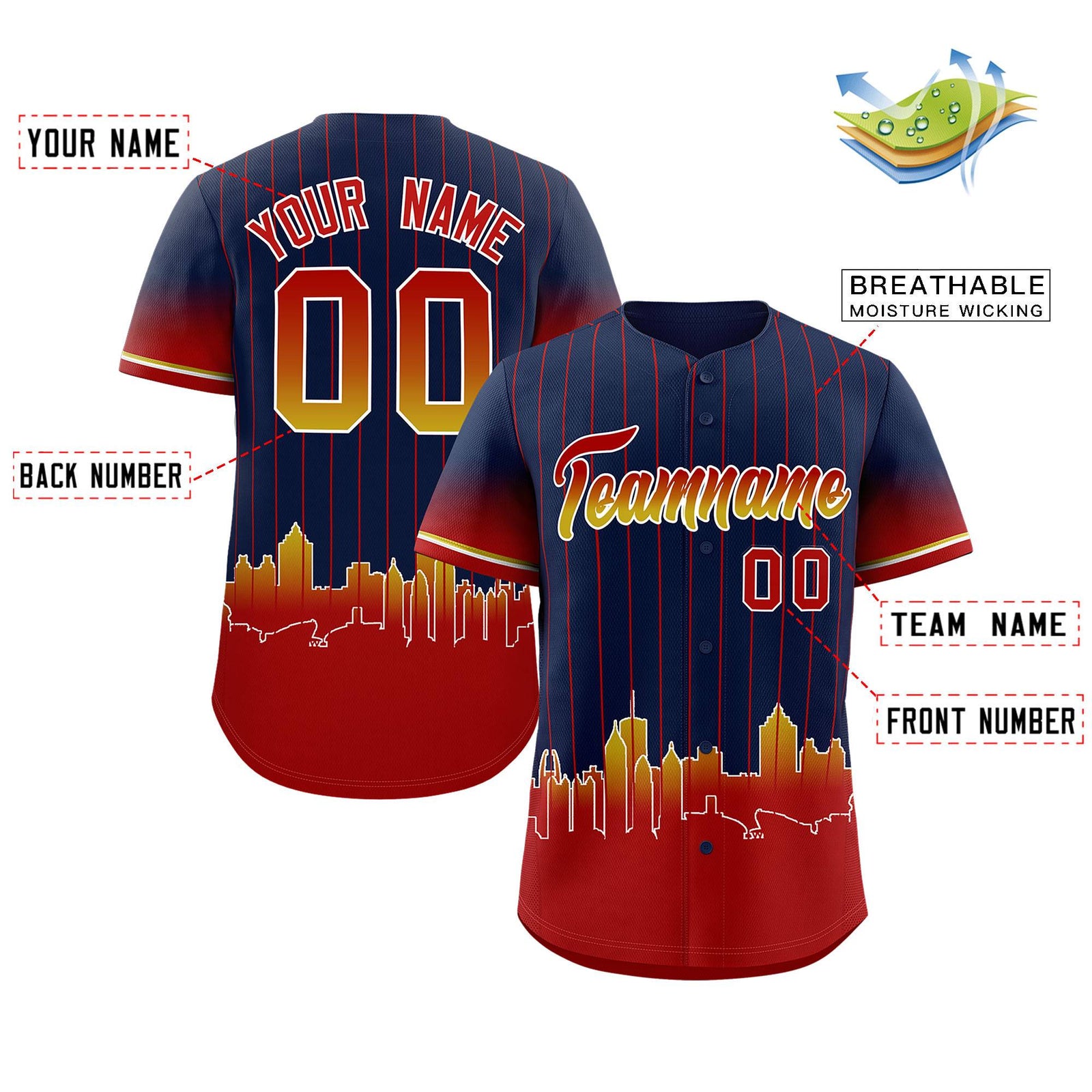 Custom Navy Atlanta City Silhouette Authentic Baseball Jersey
