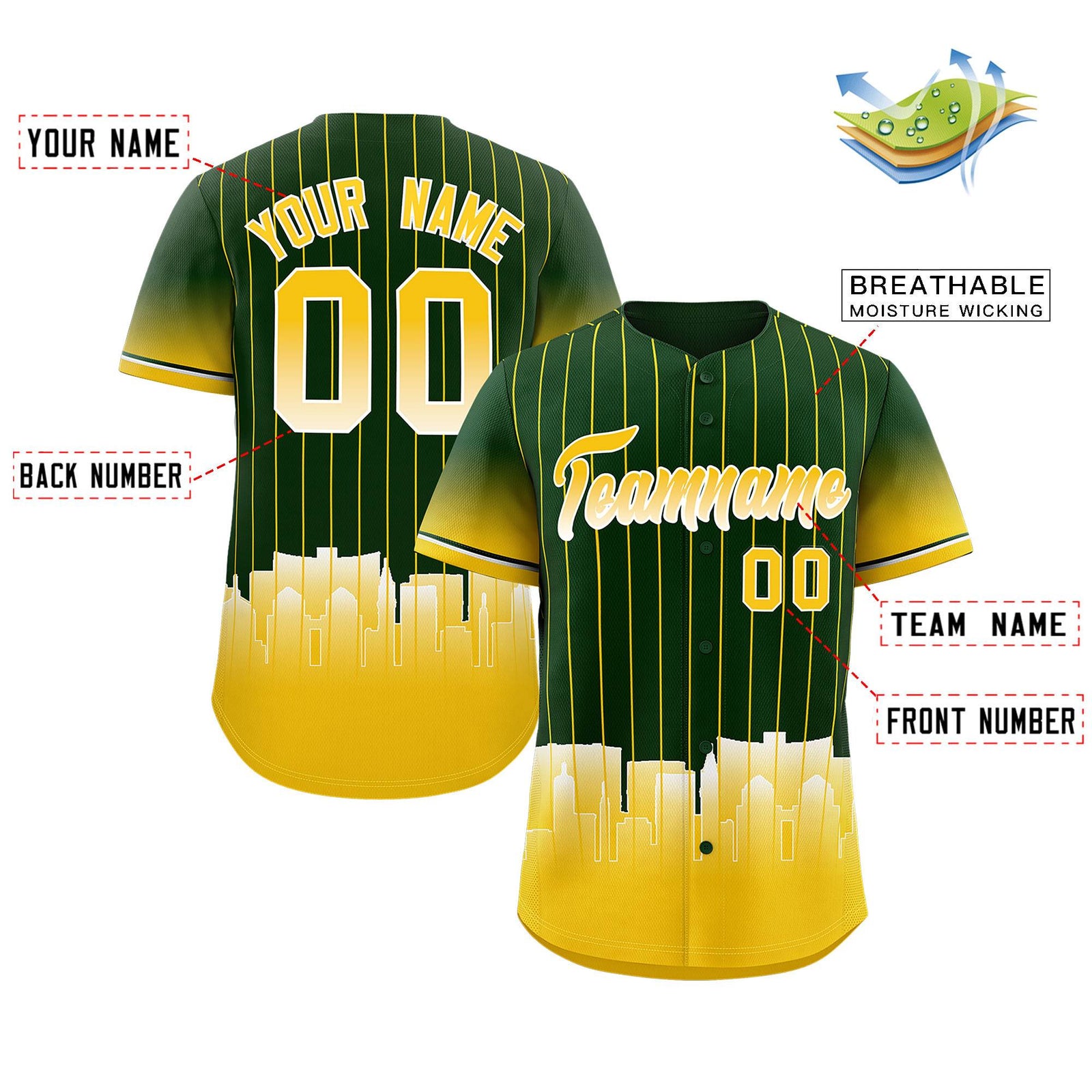 Custom Green Oakland City Silhouette Authentic Baseball Jersey