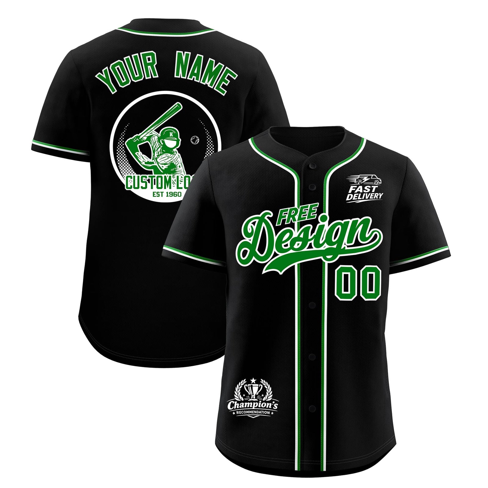 Custom Black Kelly Green Classic Style Stitched Sports Uniform Personalized For Teams Baseball Jersey| KXKSHOP