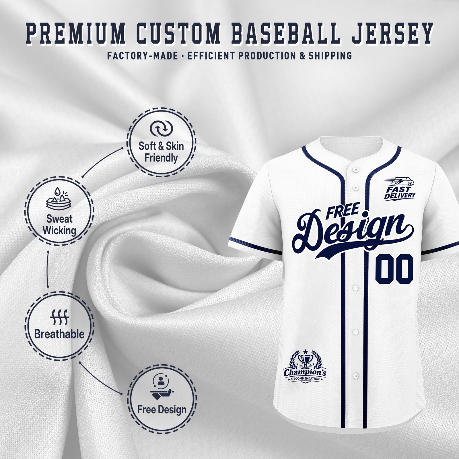 Custom White Navy Classic Style Stitched Sports Uniform Personalized For Teams Baseball Jersey| KXKSHOP