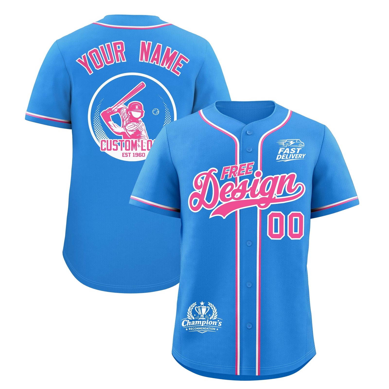 Custom Light Blue Pink White Classic Style Stitched Sports Uniform Personalized For Teams Baseball Jersey| KXKSHOP