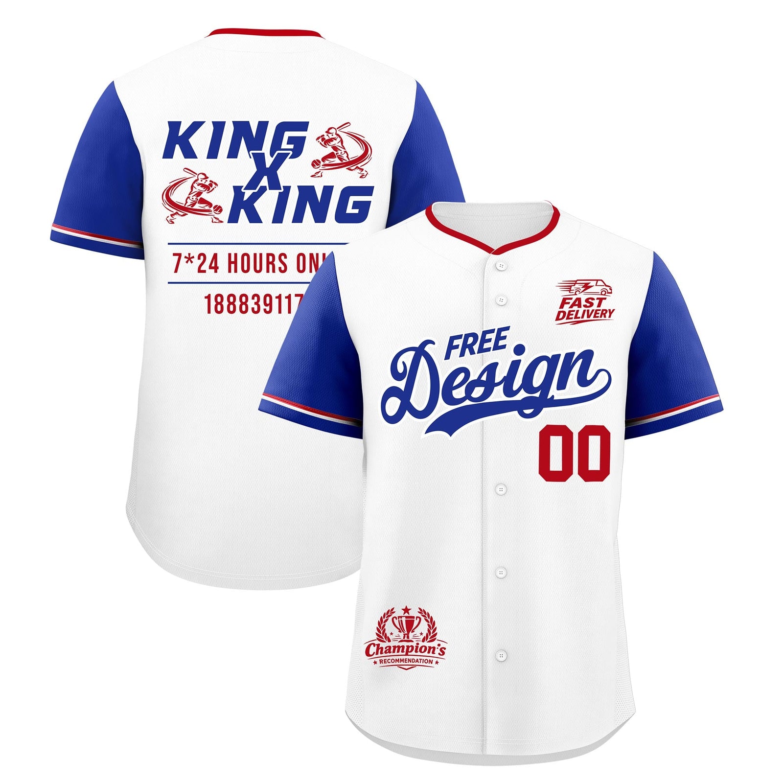 Custom White Royal Red Classic Style Stitched Sports Uniform Personalized For Teams Baseball Jersey| KXKSHOP