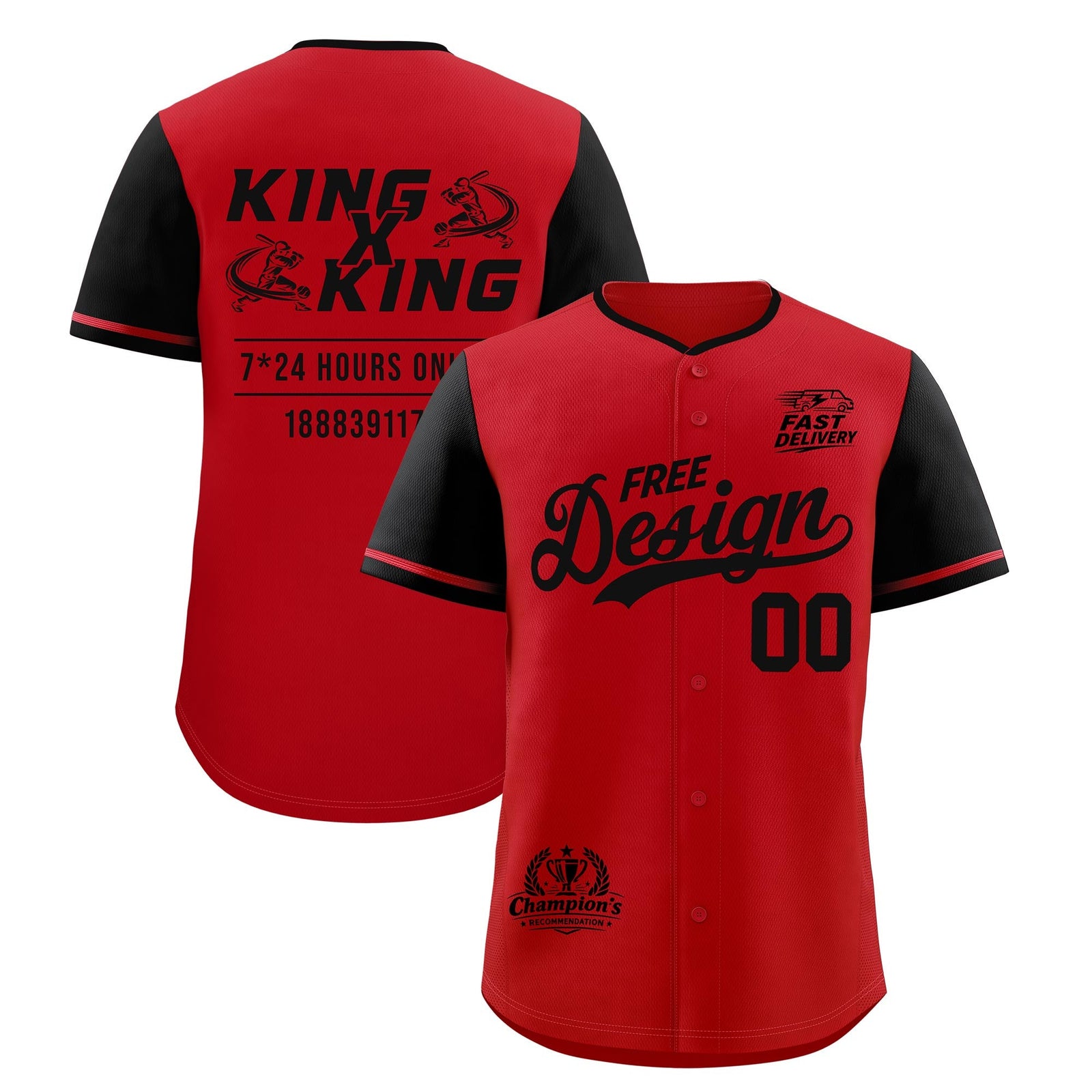 Custom Red Black Classic Style Stitched Sports Uniform Personalized For Teams Baseball Jersey| KXKSHOP