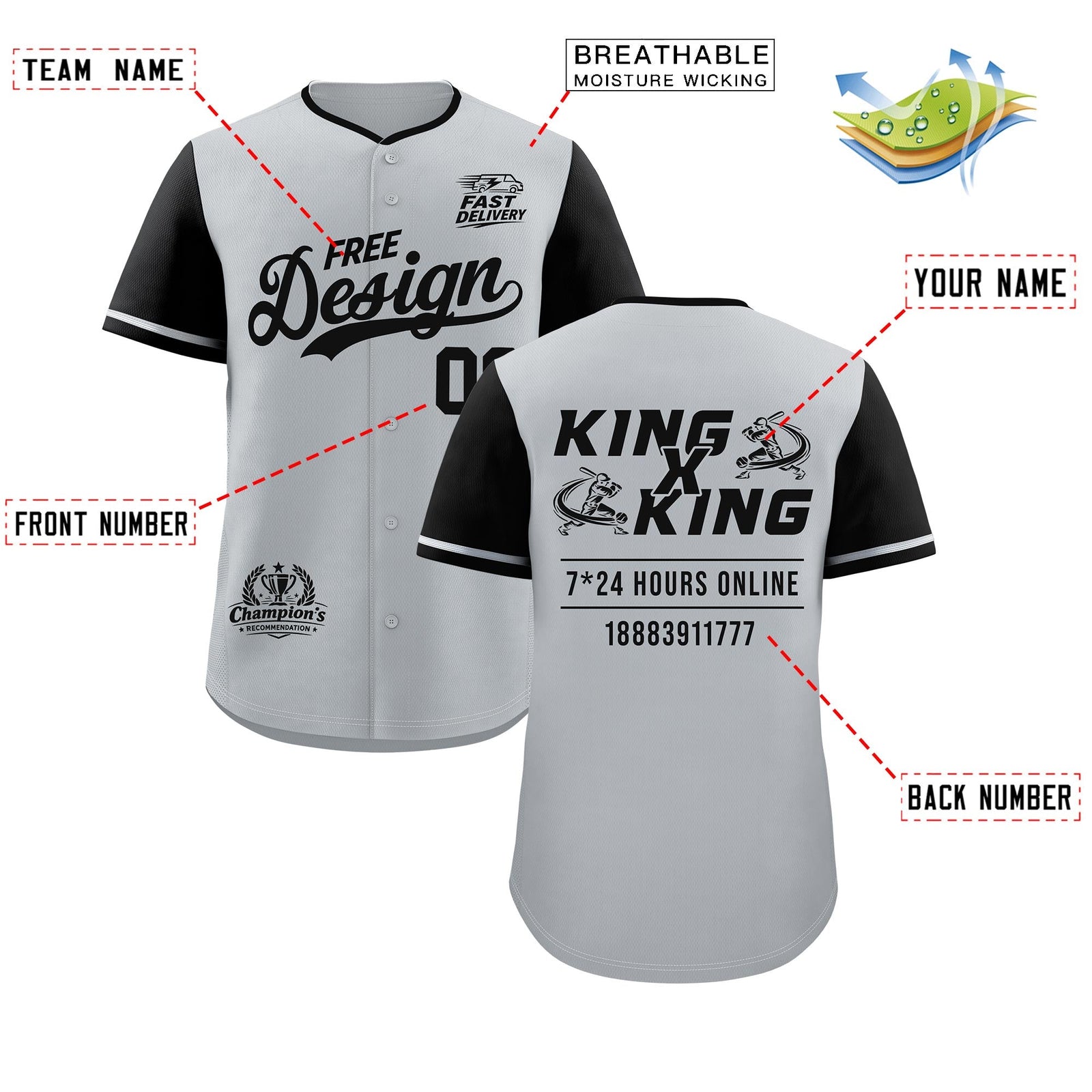 Custom Gray Black Classic Style Stitched Sports Uniform Personalized For Teams Baseball Jersey| KXKSHOP