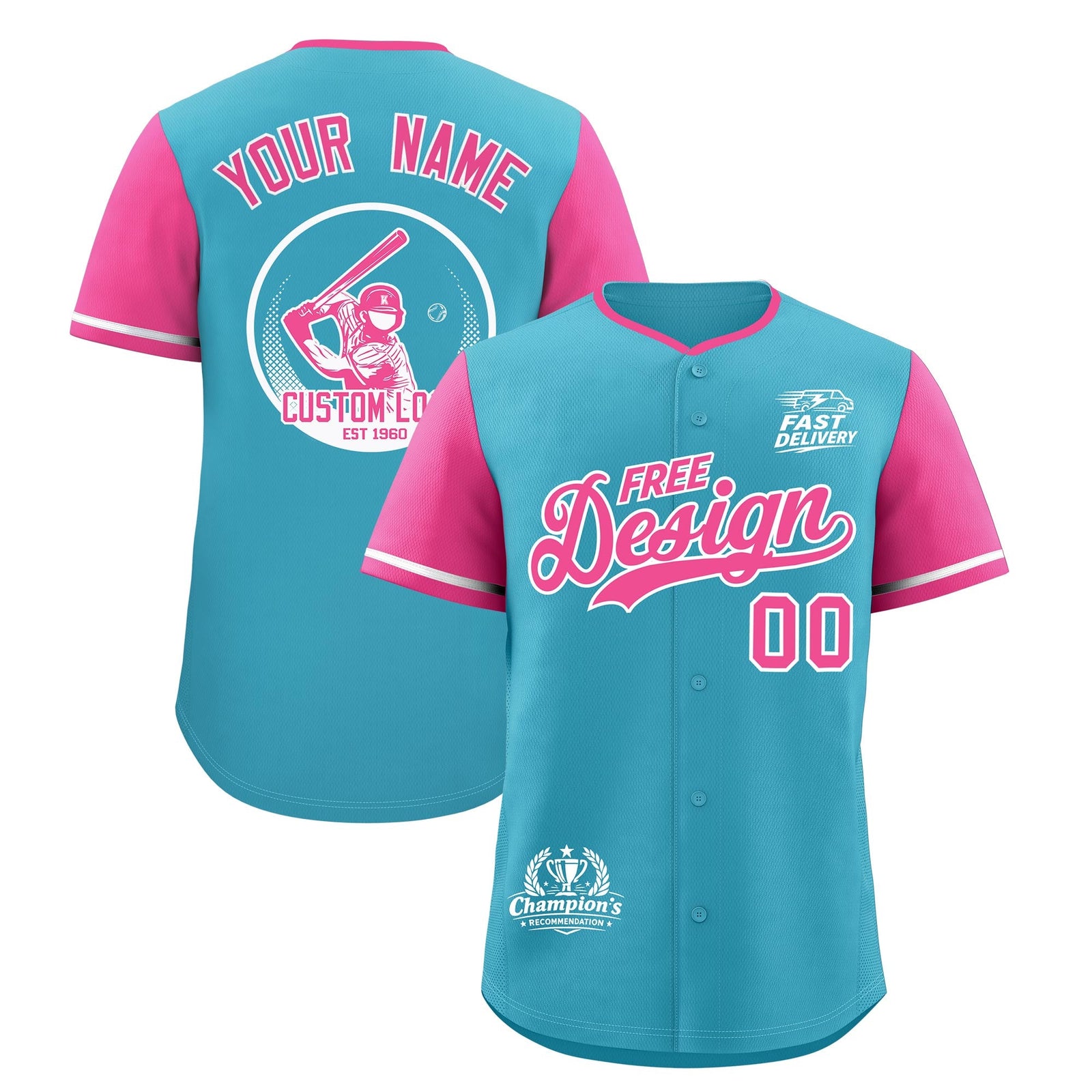 Custom Sky Blue White Pink Classic Style Stitched Sports Uniform Personalized For Teams Baseball Jersey| KXKSHOP