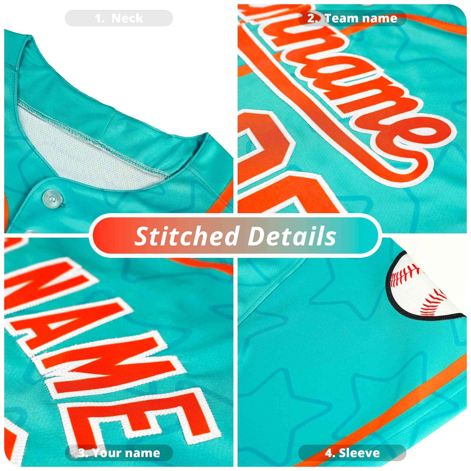 Custom Kelly Green Orange Floral Print Pattern Full Button Gradient Fashion Baseball Jersey